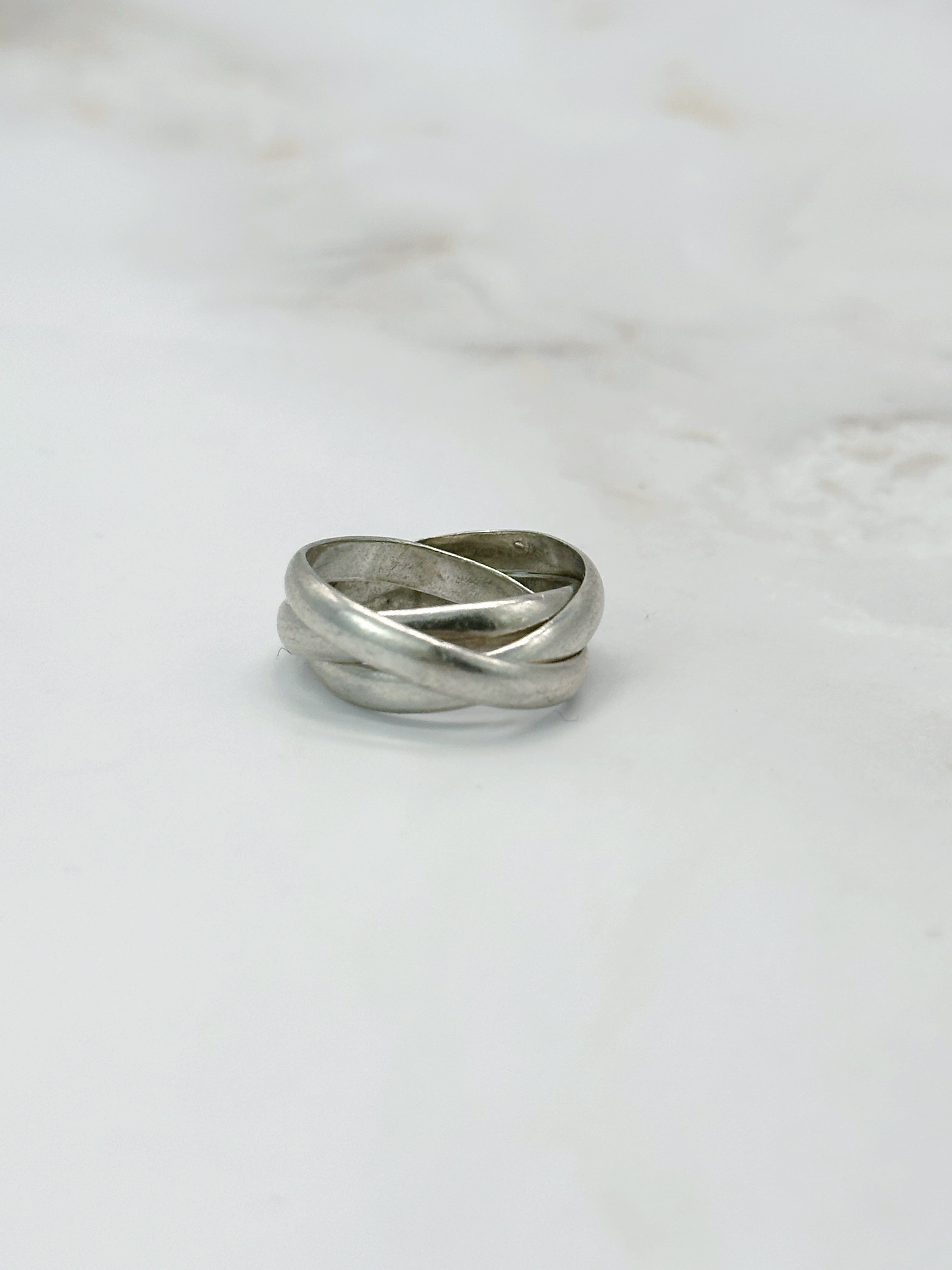 Massiver dreireihiger Vintage-Ring aus 925 Sterling Silber