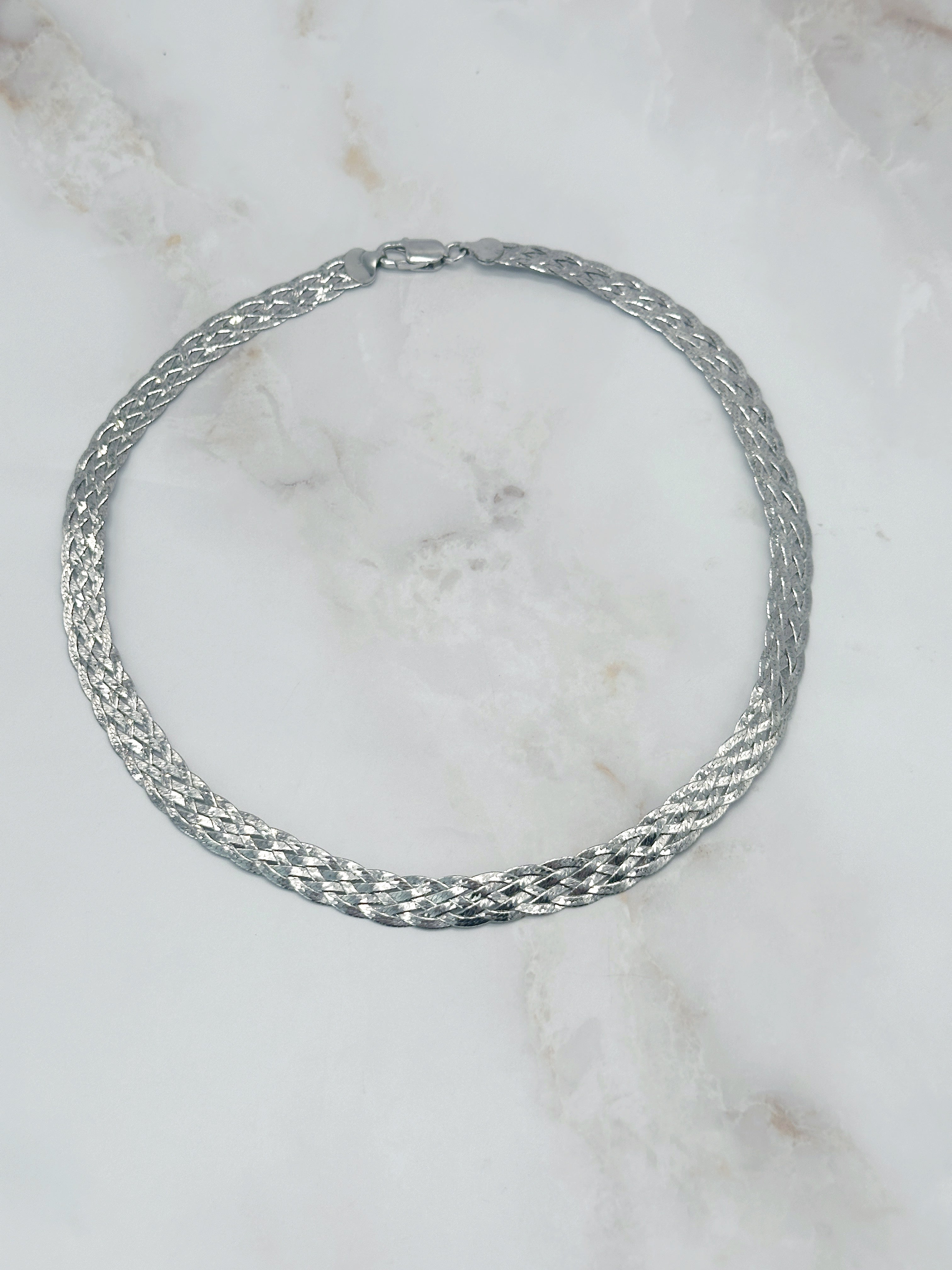 Vintage Halskette aus 925 Sterling Silber mit geflochtenem Design