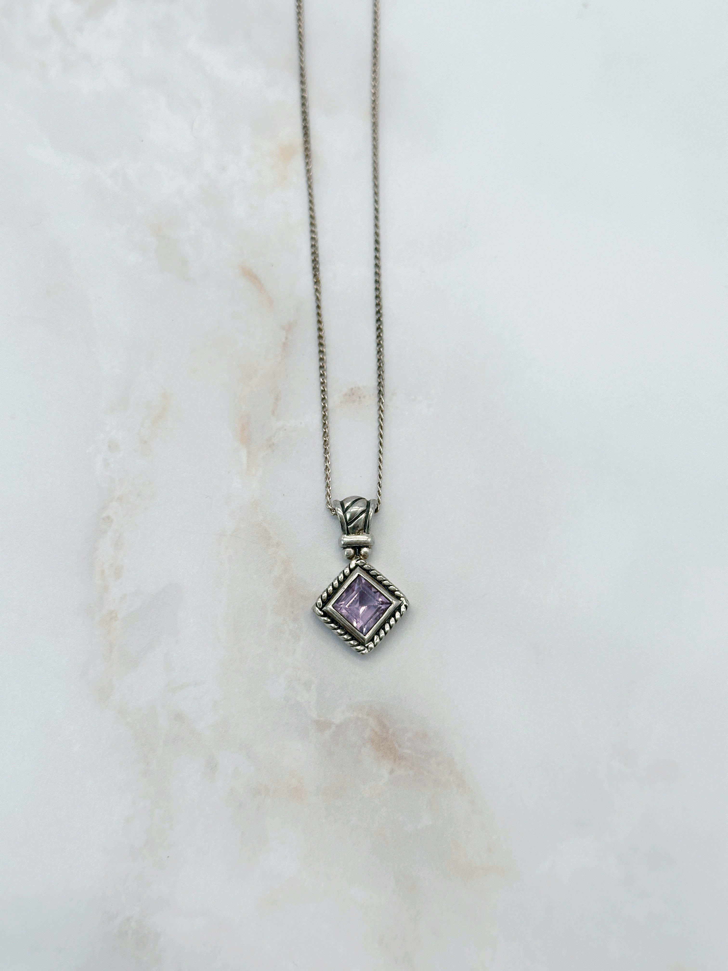 Vintage Halskette aus 925 Sterling Silber mit Amethyst-Anhänger