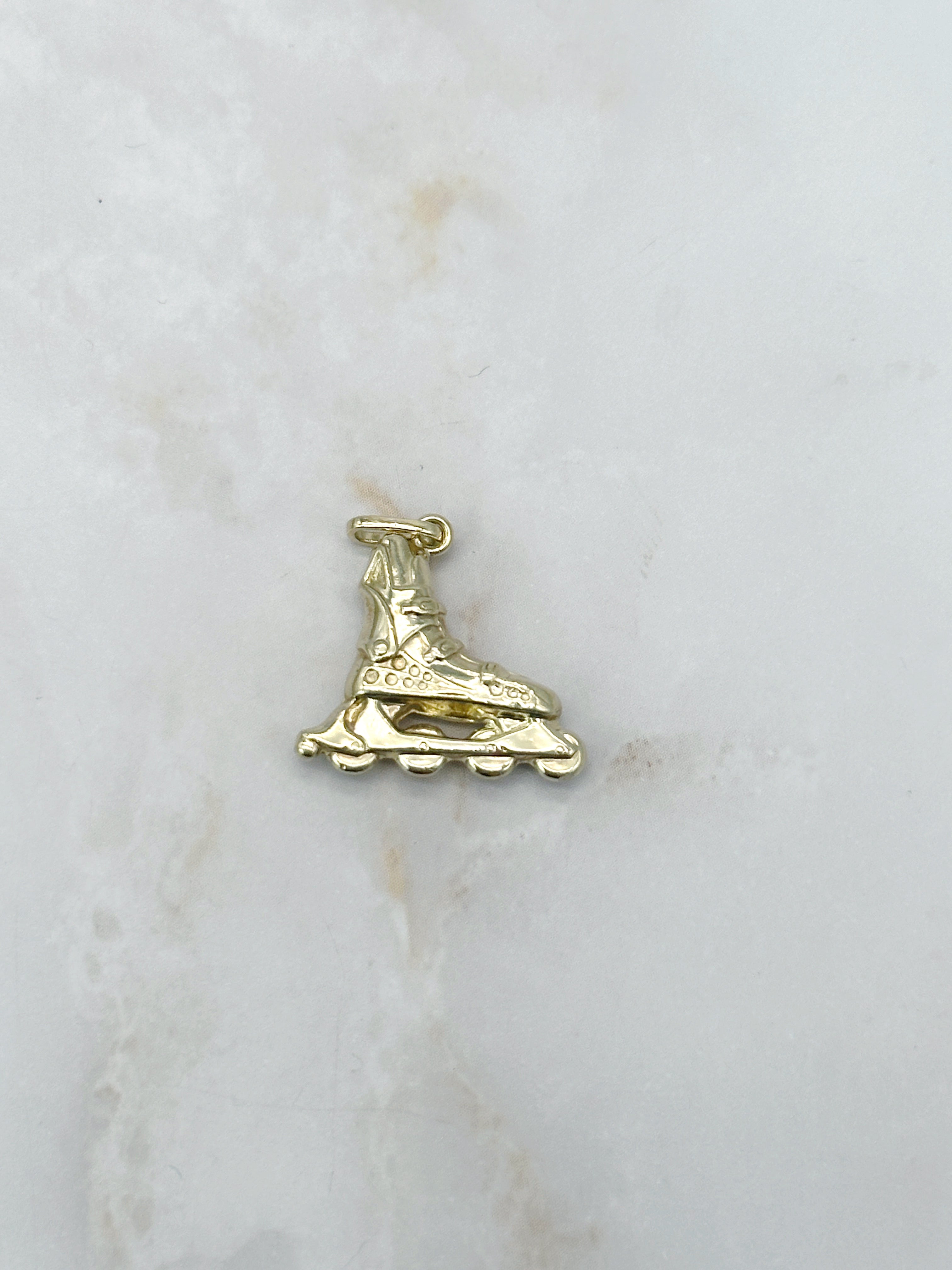 Vintage Rollschuh Anhänger in 585 Gelbgold