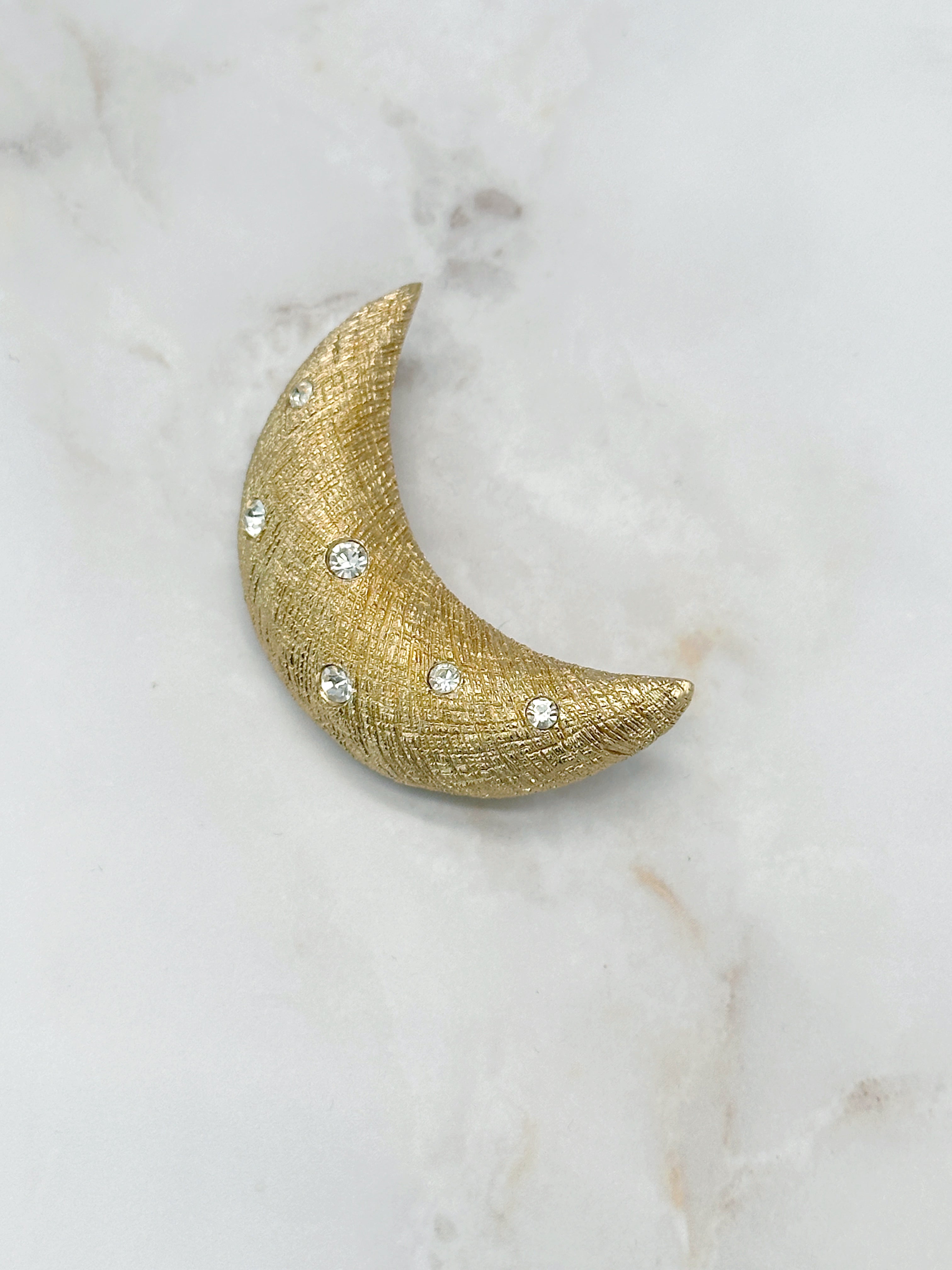 Signierte Christian Dior Brosche "Mond" mit Swarovski Kristallen