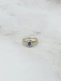 Vintage Ring in 585 Gelbgold mit ovalem Rubin und Diamanten