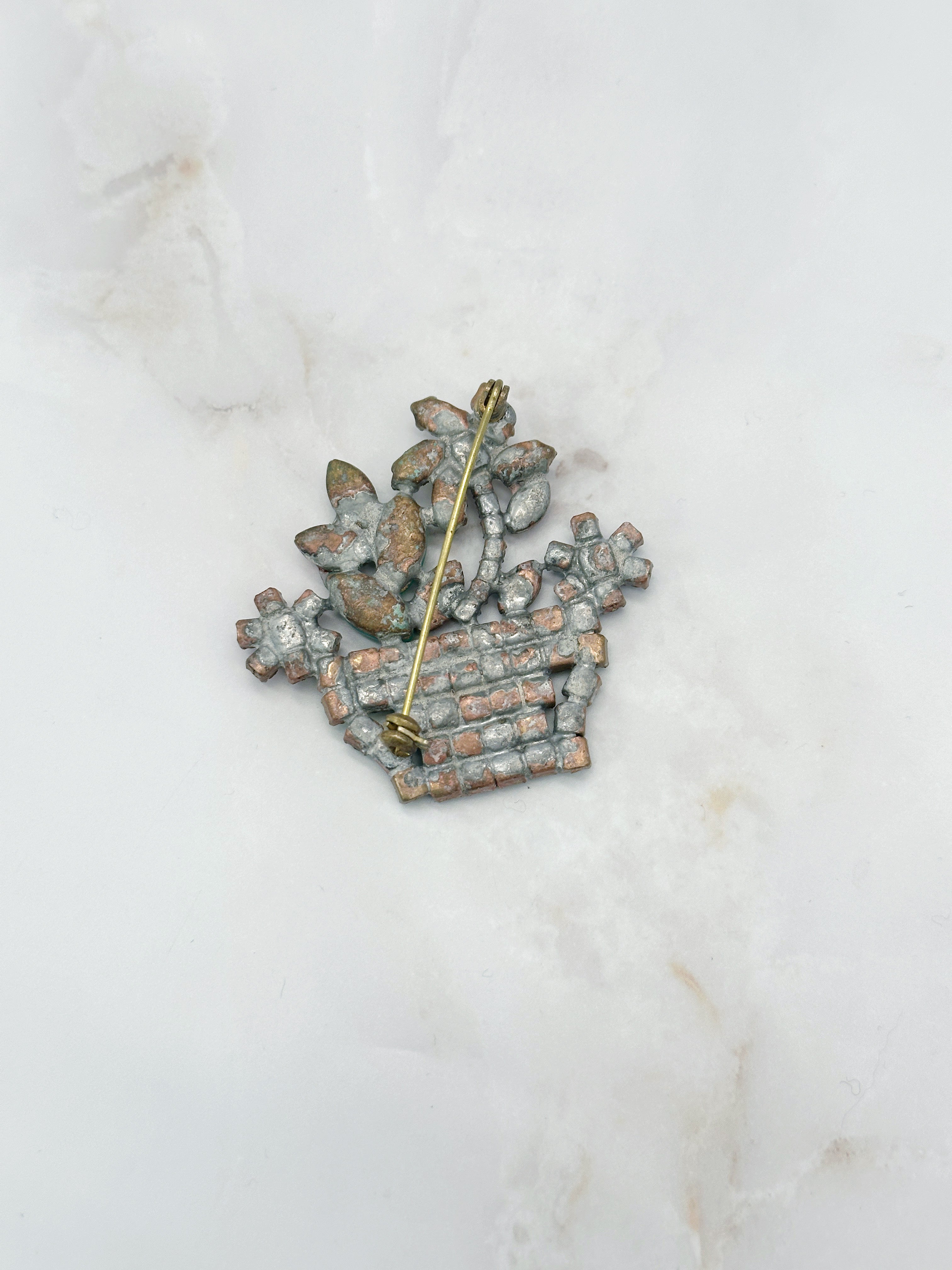 Farbenfrohe Gablonzer Brosche Blumenstrauß