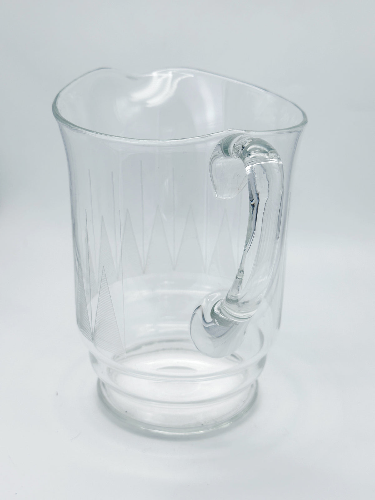 Vintage Wasserkrug aus Kristallglas mit Zickzack-Design