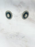 Ovale Vintage Ohrclips mit schwarzem Glas und Strass