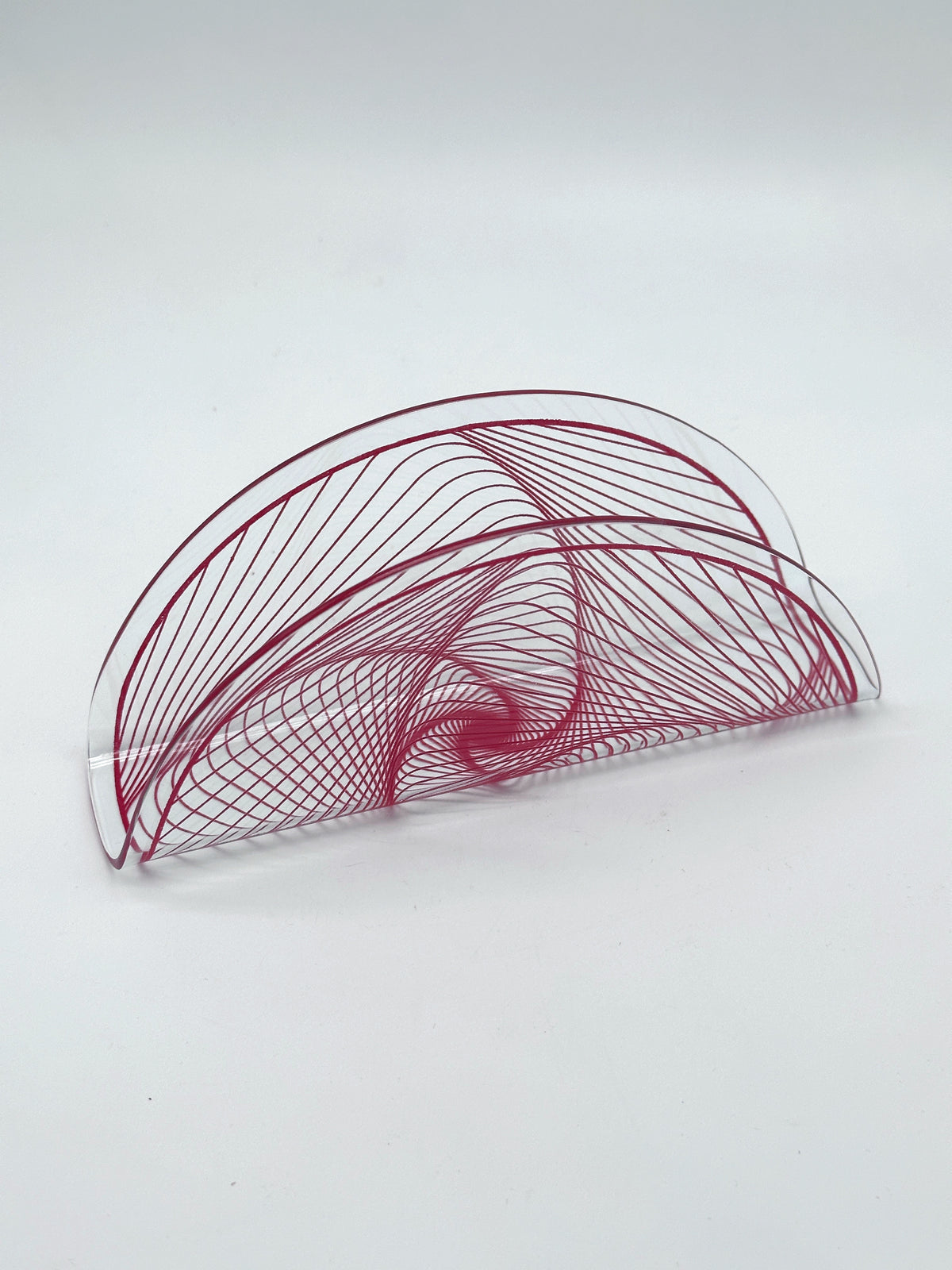 Vintage Serviettenhalter aus Glas mit rotem geometrischem Muster