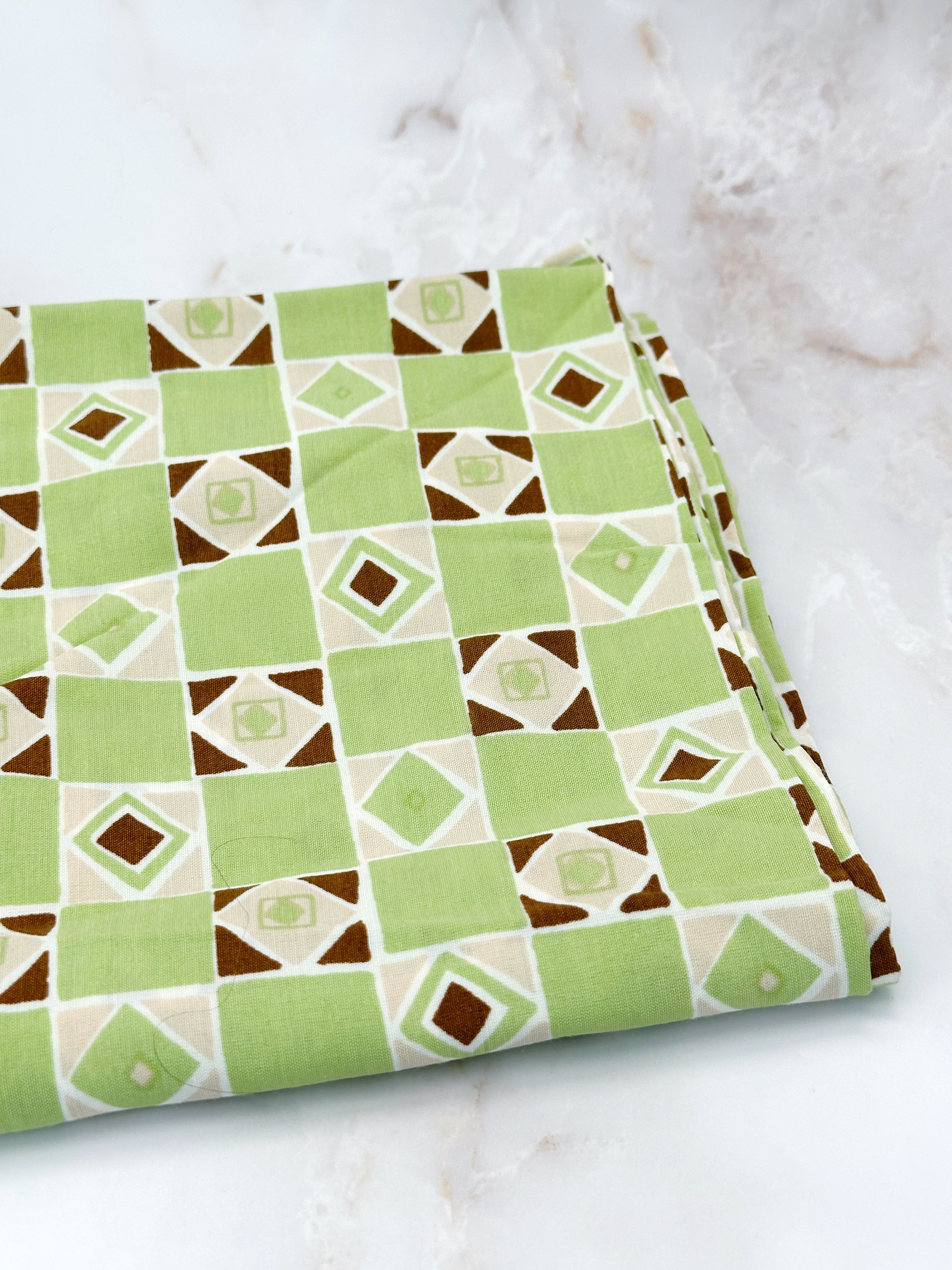 Vintage Viscose Schal in Limettengrün und Braun um 1960