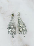 Lange Strass Ohrclips mit Navetten und Tassel-Detail