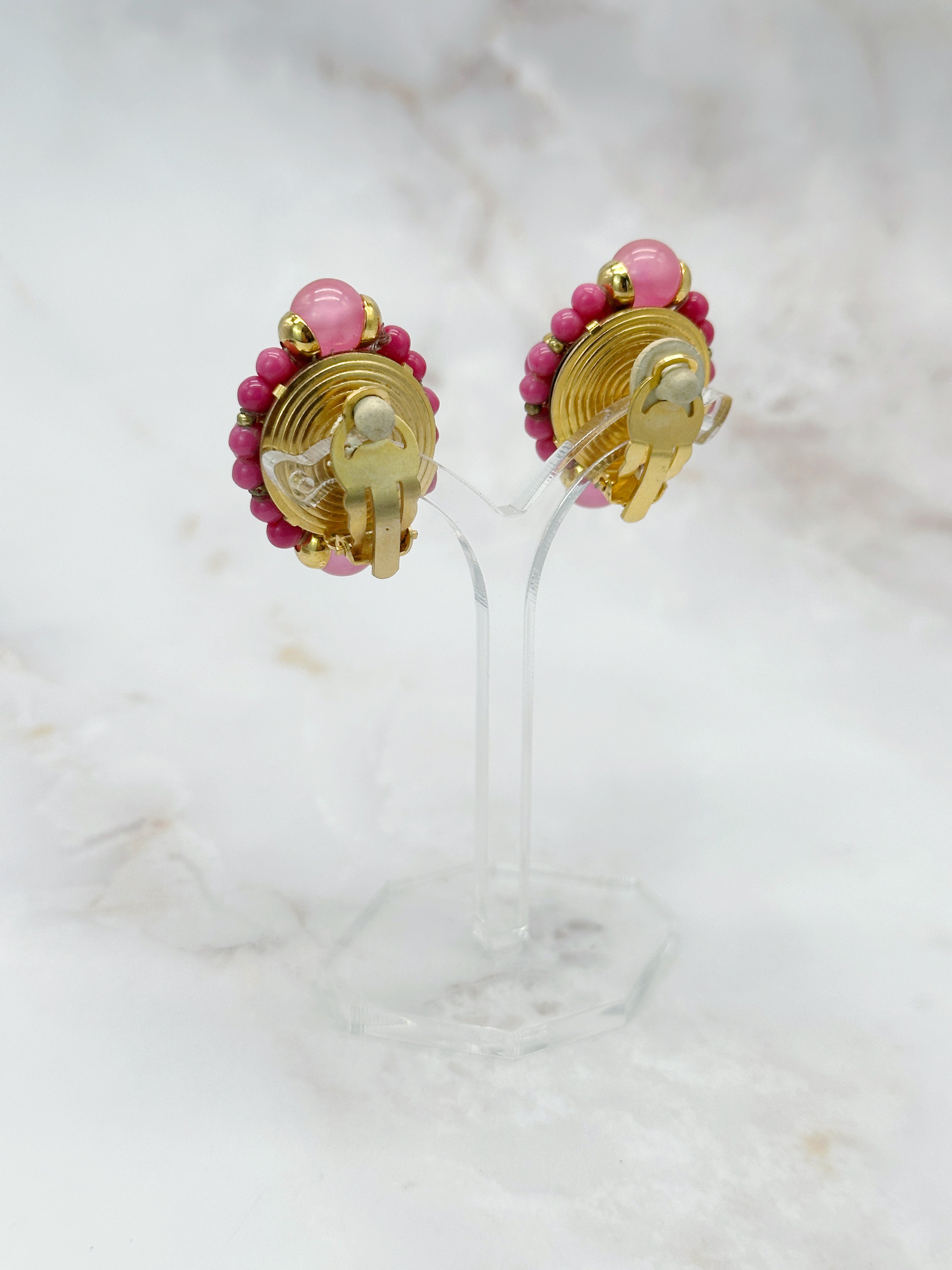 Ohrclips in Pink und Rosa mit Navettenform