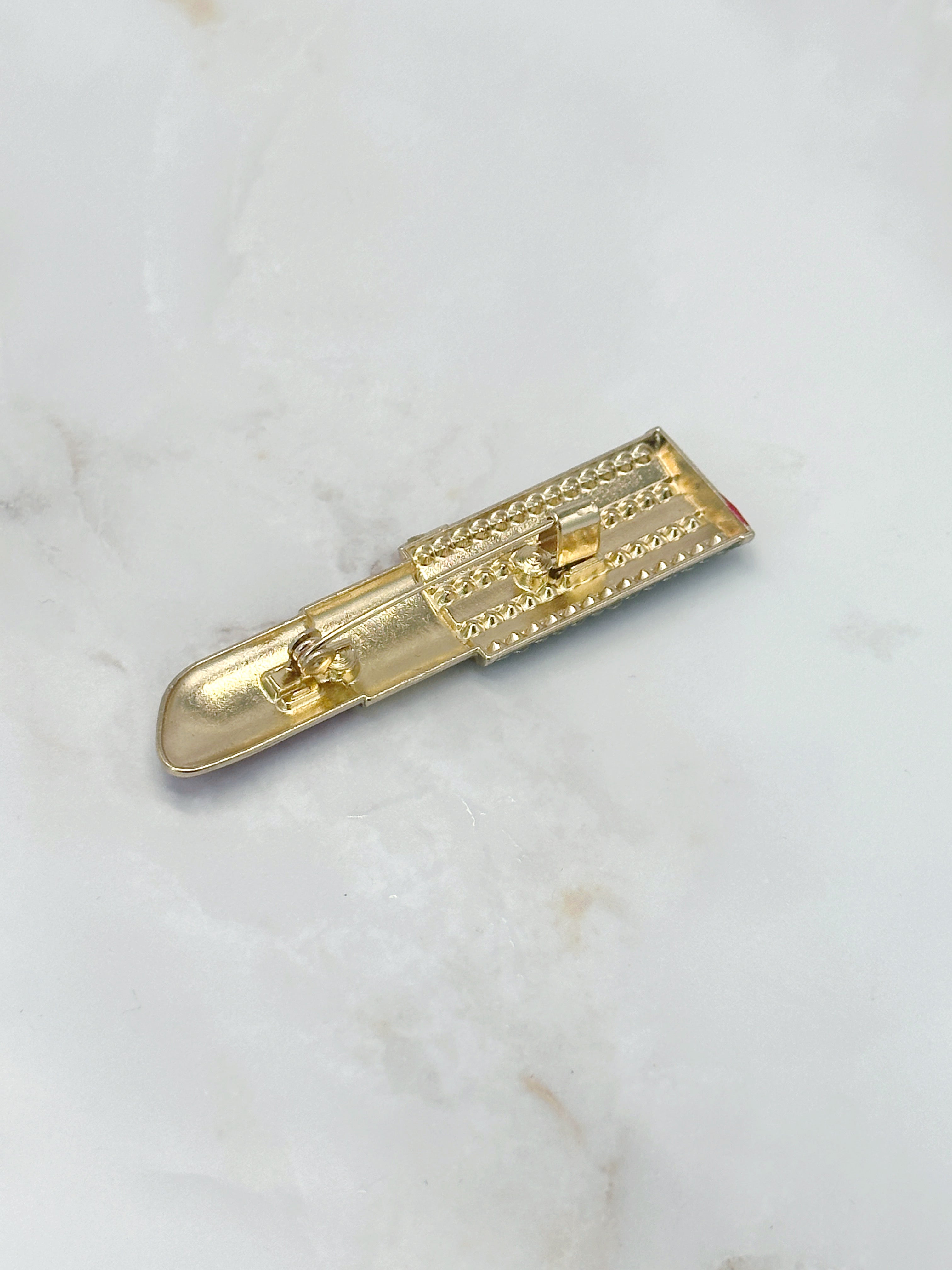 Ausgefallene Vintage Brosche Lippenstift