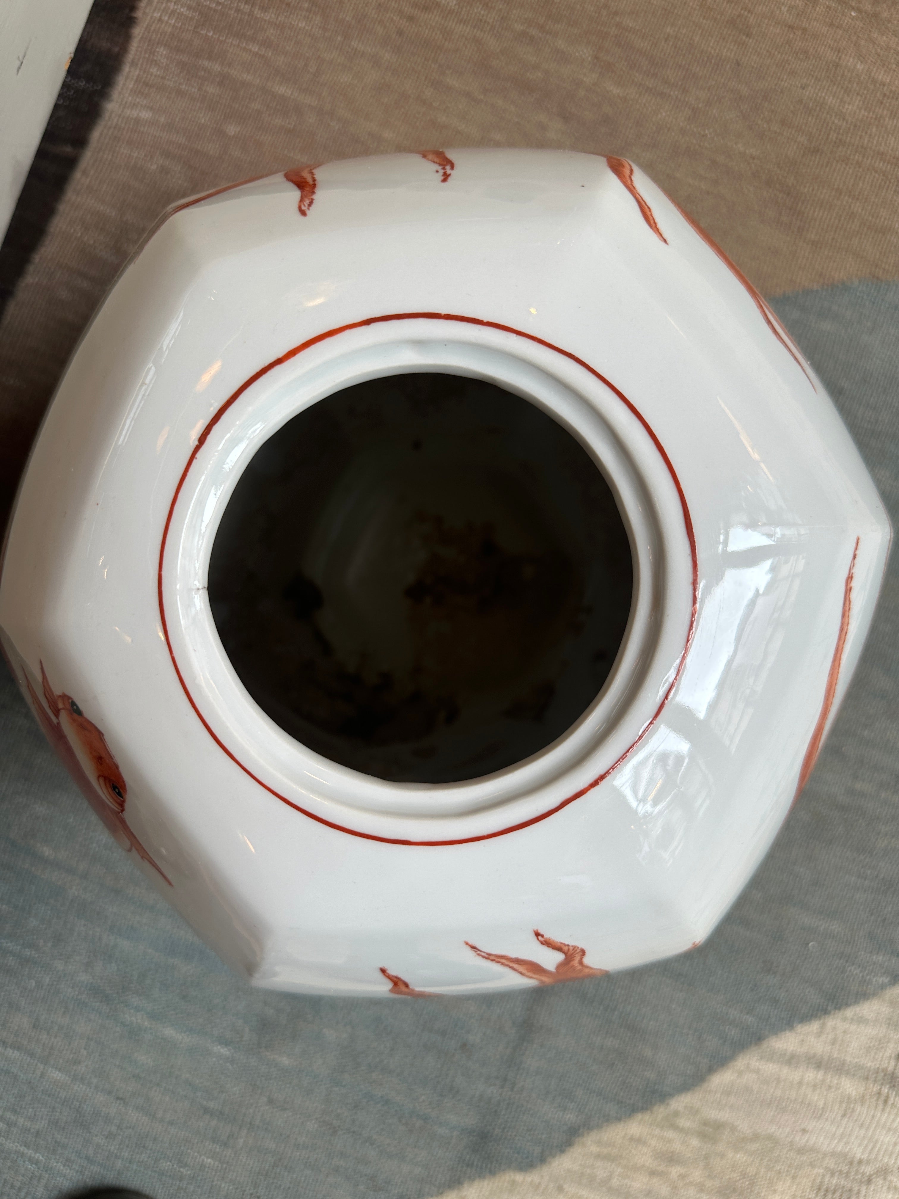 Vintage chinesischer Ingwertopf mit Koi-Motiv um 1950