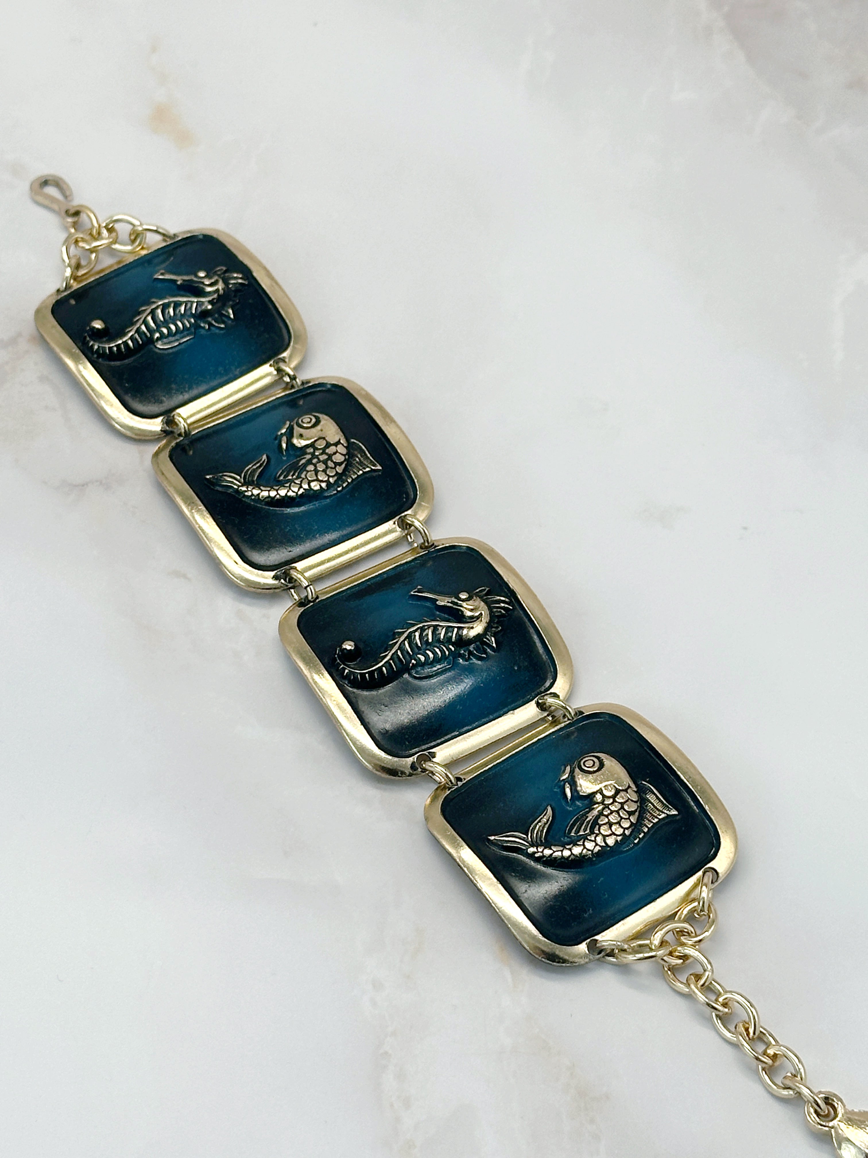 Maritimes Vintage Armband Seepferdchen & Fische