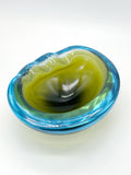 Vintage Murano Glas-Schale in Grün, Blau & Türkis
