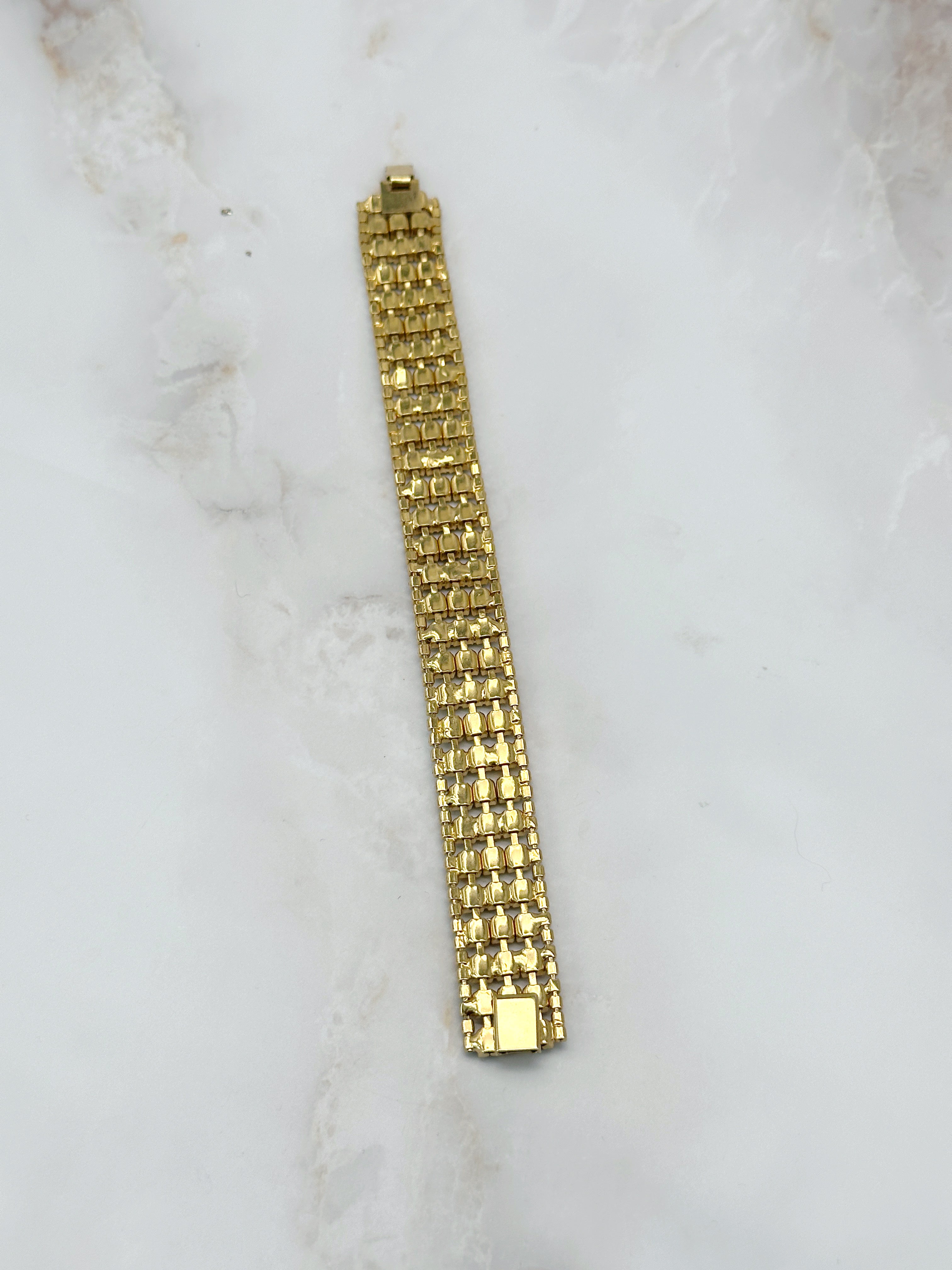 Breites vergoldetes Vintage Strassarmband