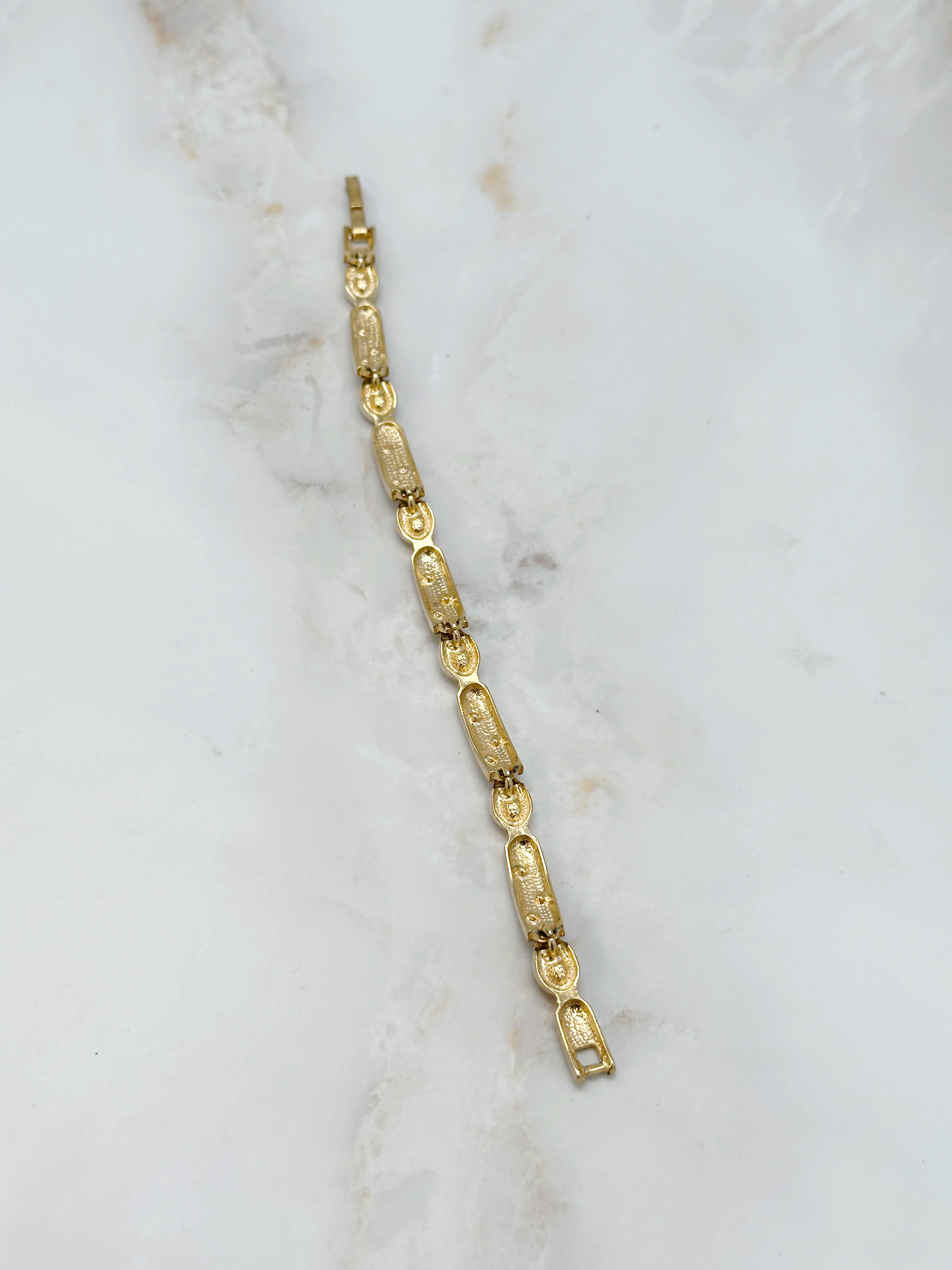 Vintage bracelet gold-plated with pastel crystals