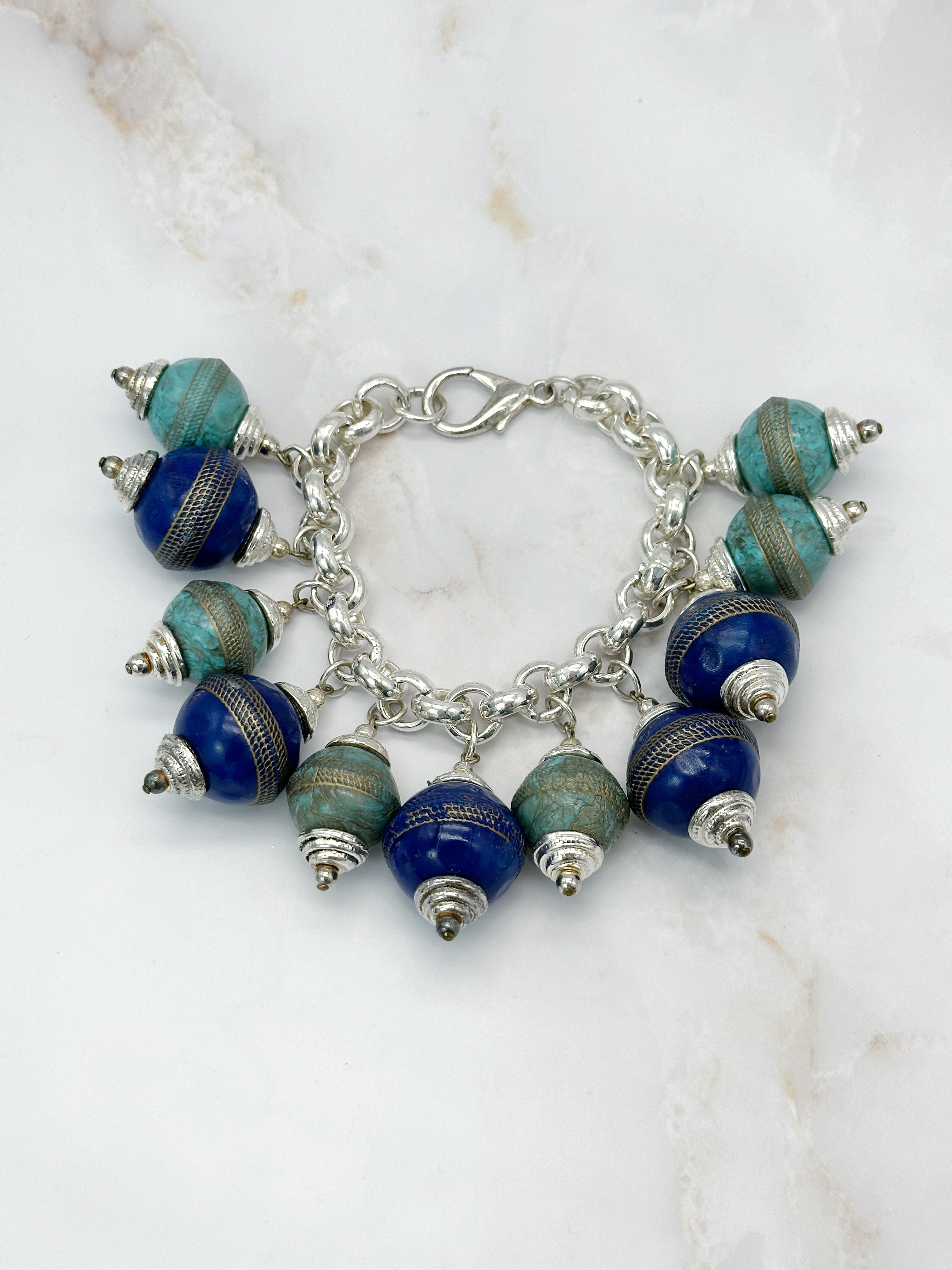 Vintage link bracelet lightning blue &amp; turquoise