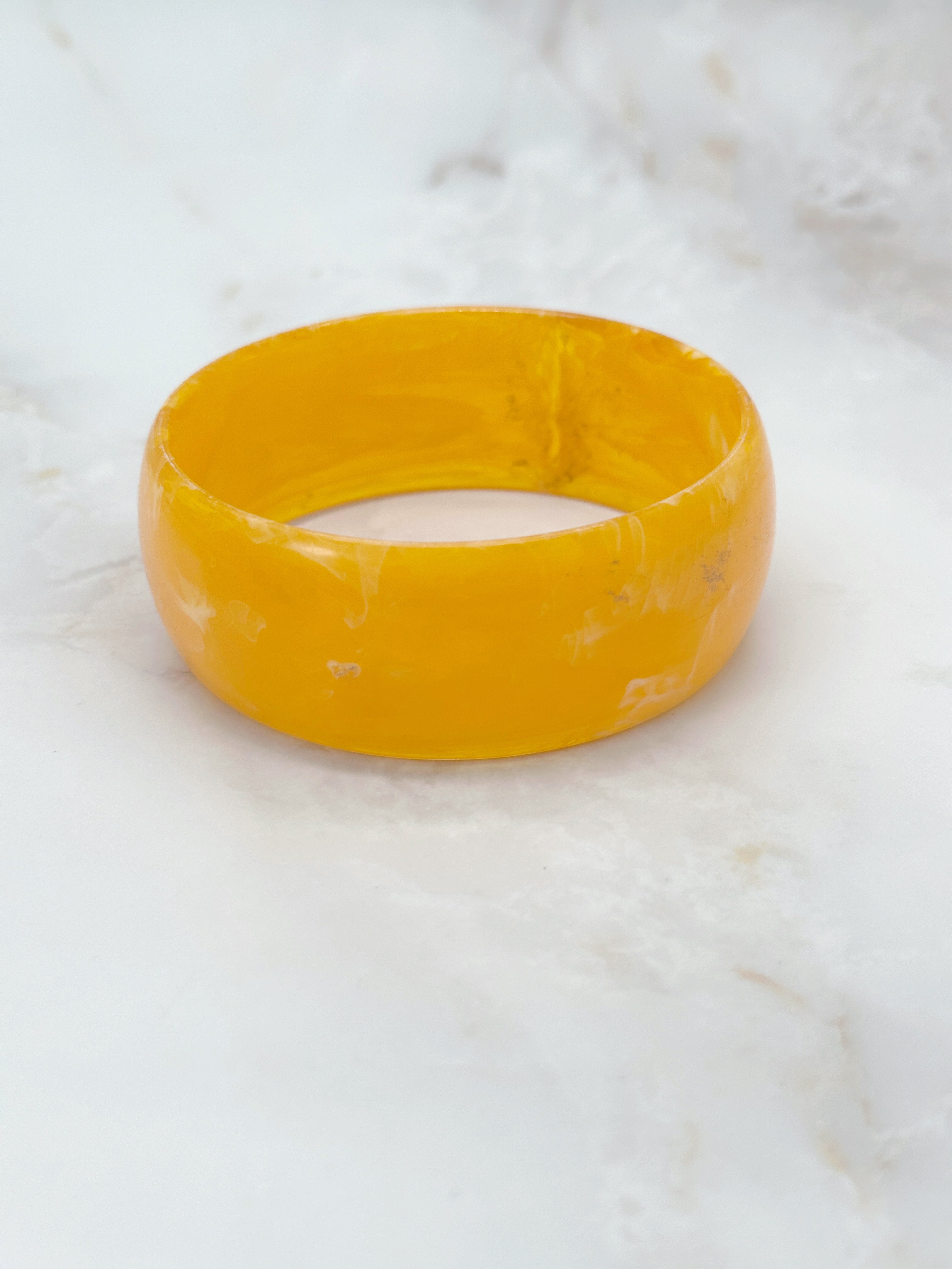 Vintage Acrylic Bangle Bright Yolk Orange