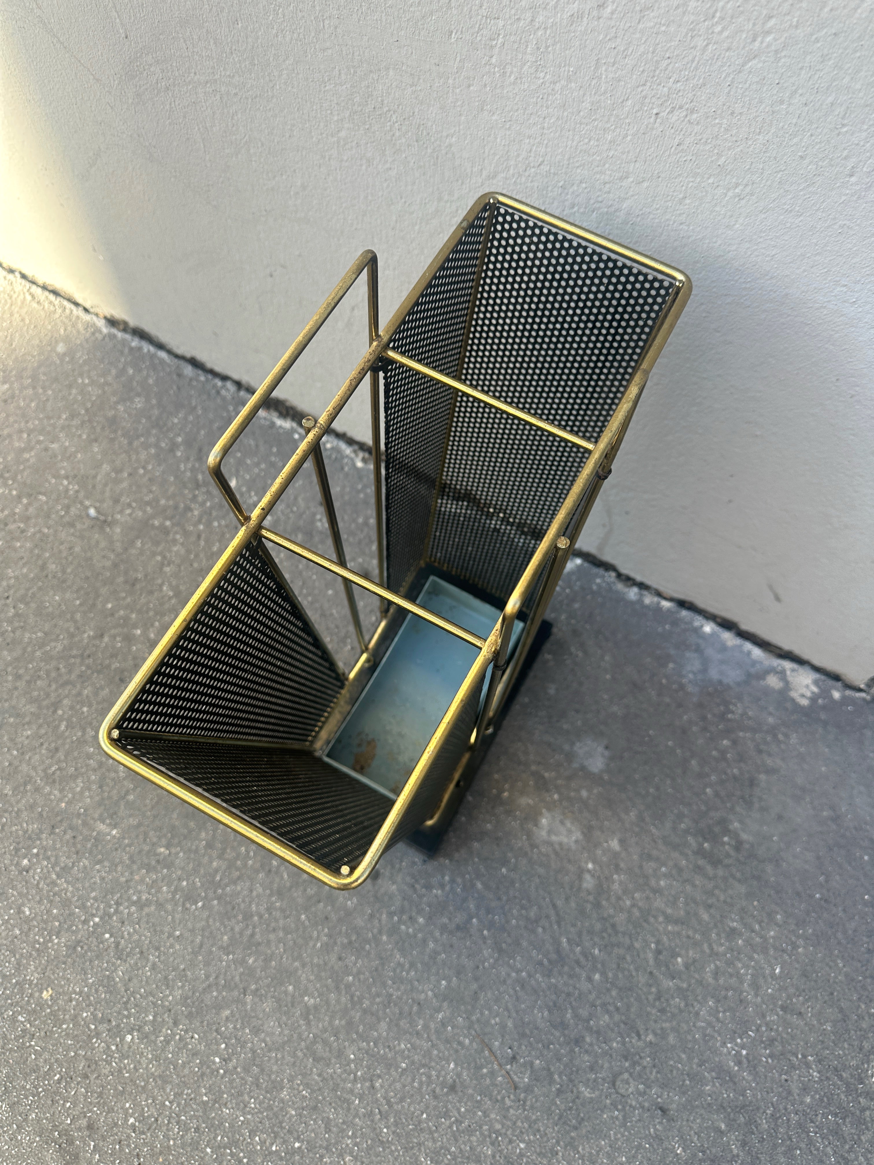 Vintage Schirmständer Midcentury, Schwarz & Messing