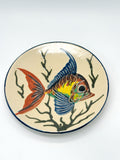 Ceramic wall plate with fish motif, around 1950