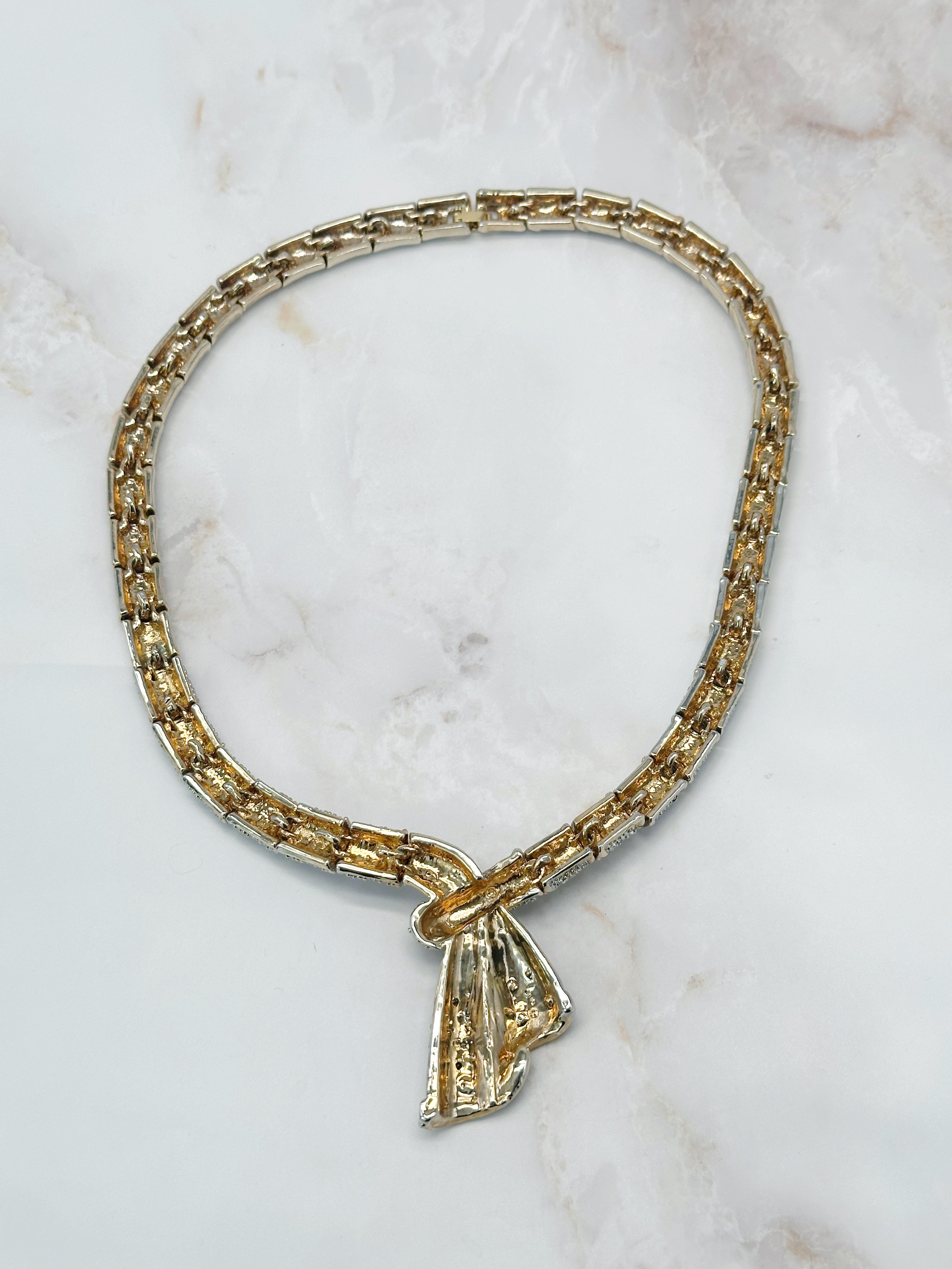 Exquisites Vintage Collier mit Strass vergoldet