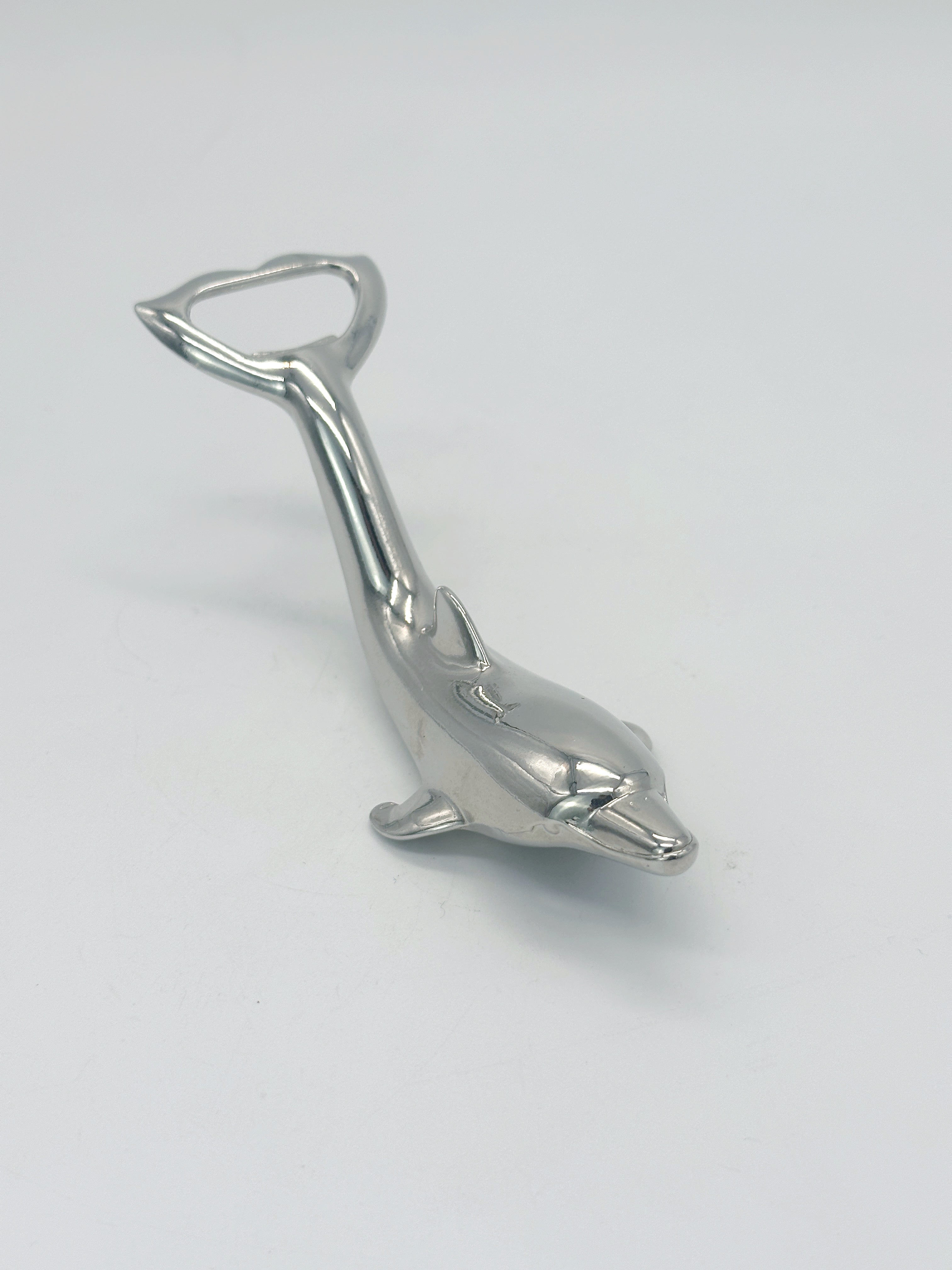 Versilberter Vintage Flaschenöffner Delfin von BMF