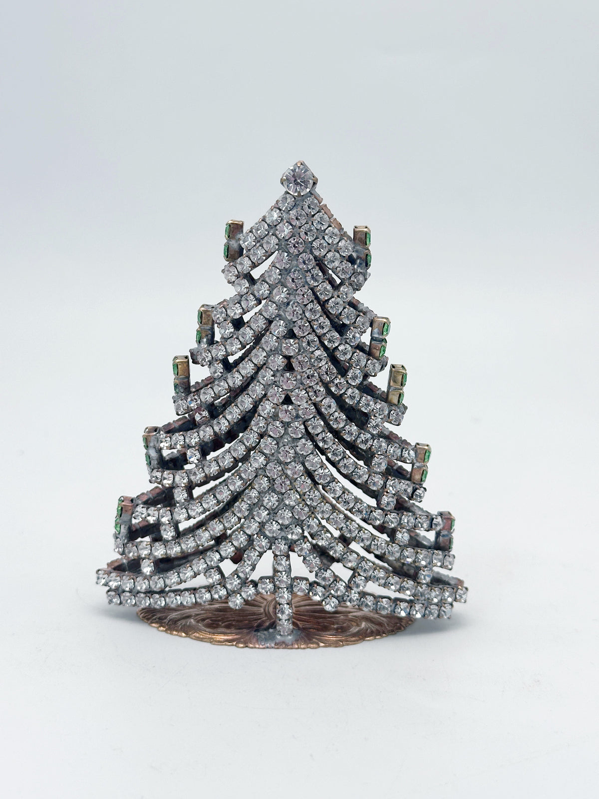 Doppelter Gablonzer Christbaum mit klaren Glaskristallen und hellgrünen Akzenten