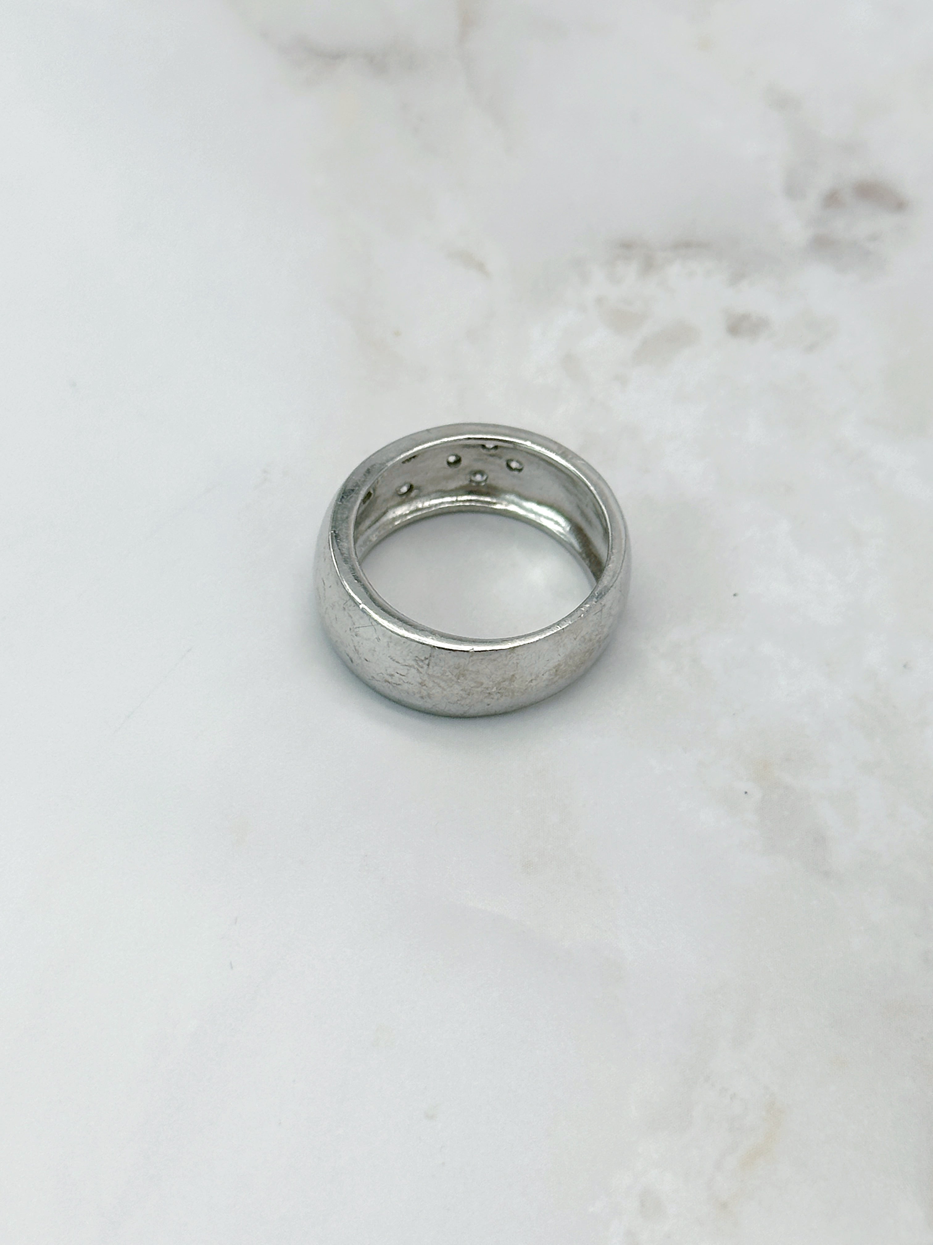 Breiter Bandring aus 925 Sterling Silber mit Zirkonia