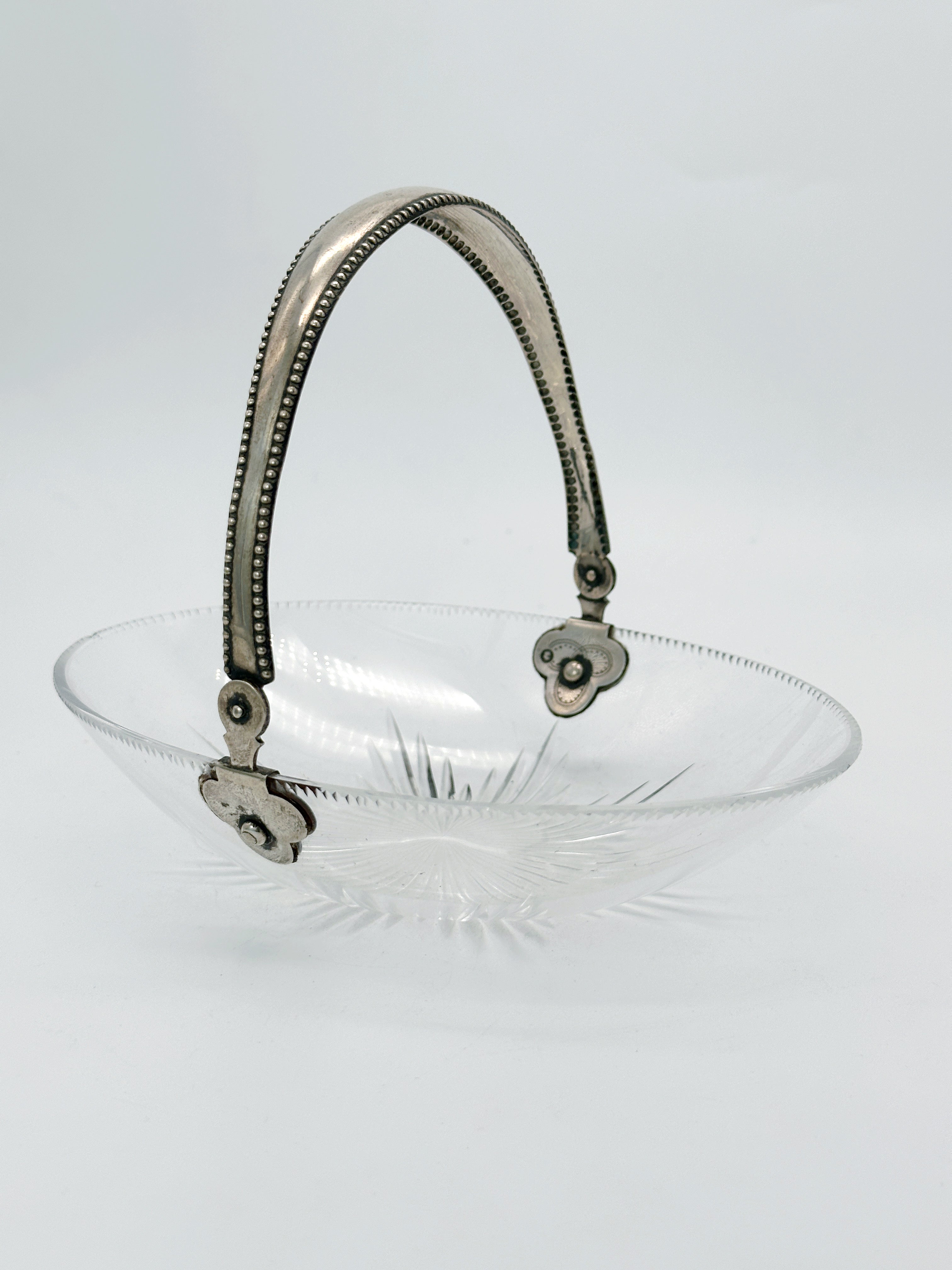 Antike Bonbonniere aus Kristallglas & Silber, Holland um 18