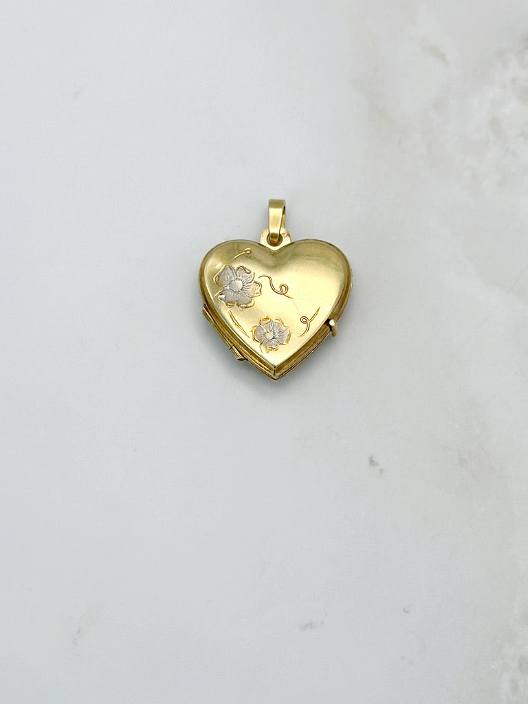 Vintage Herz Medaillon in Gelbgold