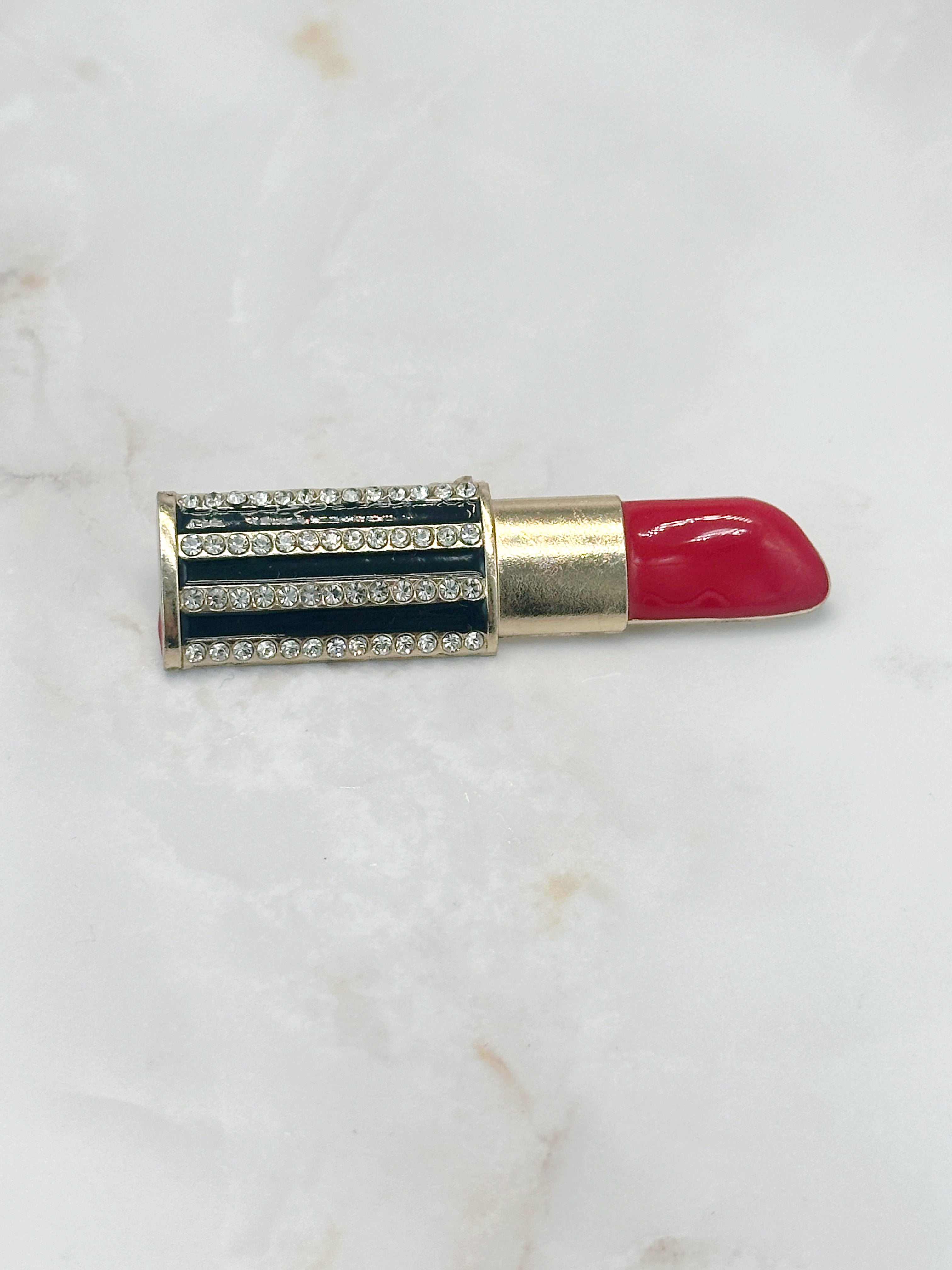 Ausgefallene Vintage Brosche Lippenstift