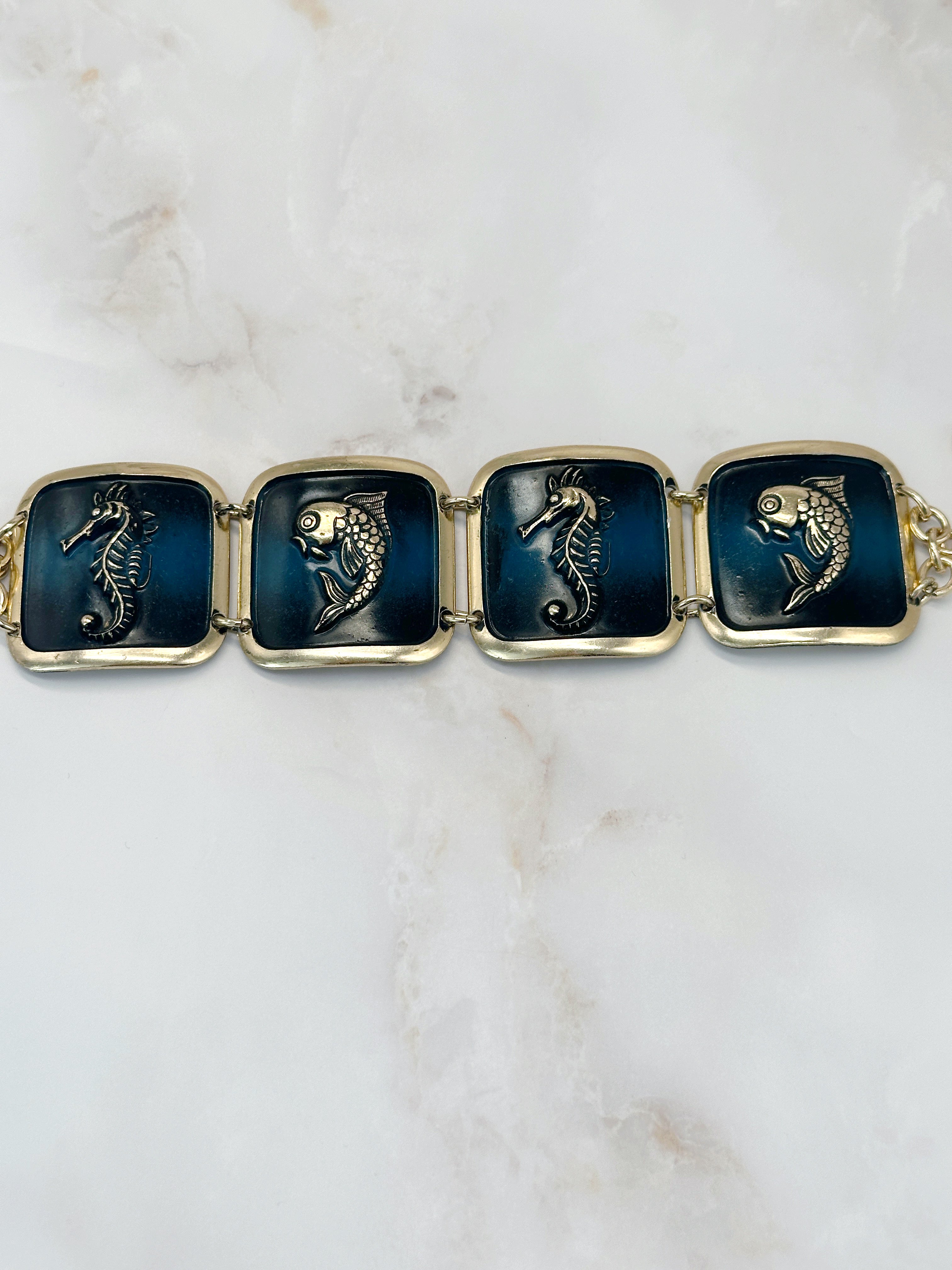 Maritimes Vintage Armband Seepferdchen & Fische