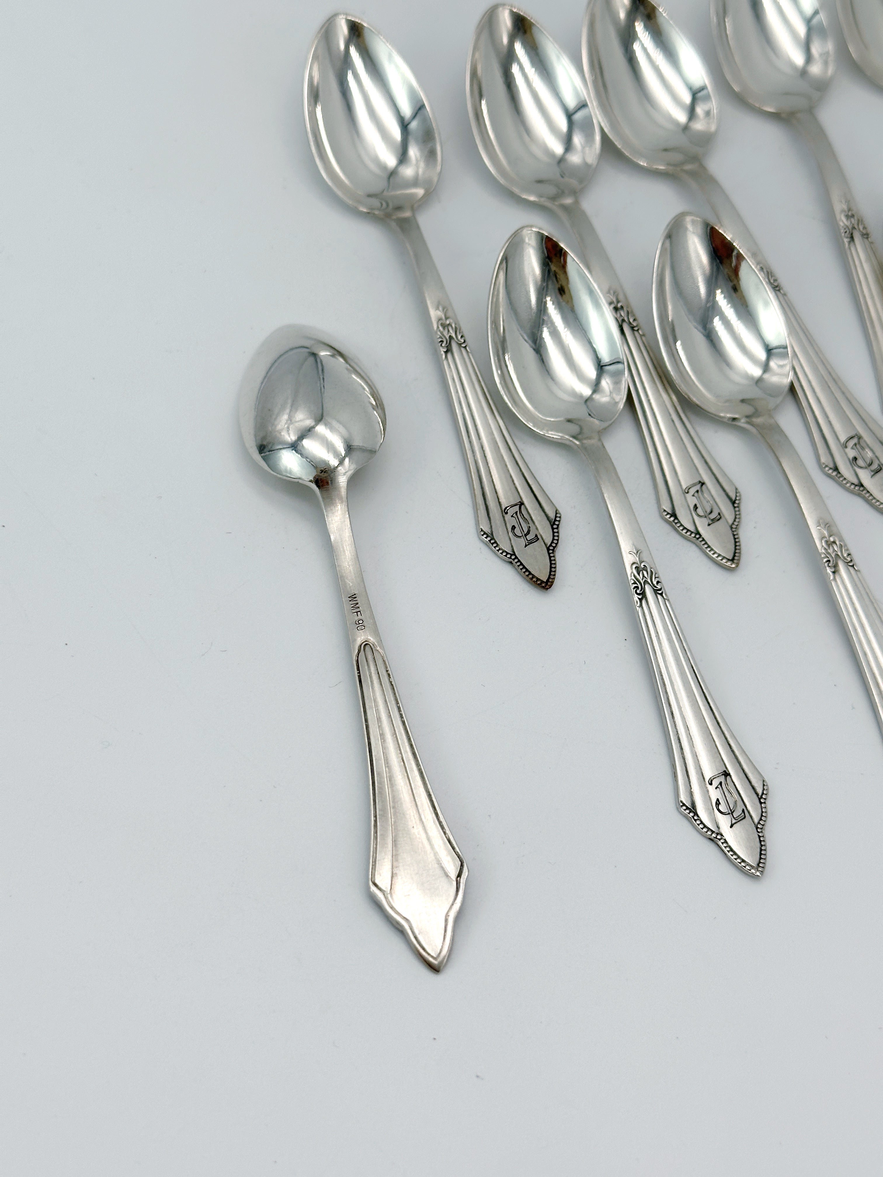 Set 12 antike Kaffeelöffel von WMF um 1910, versilbert