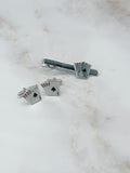 Vintage Set aus Krawattenclip und Manschettenknöpfen mit Ass-Motiven