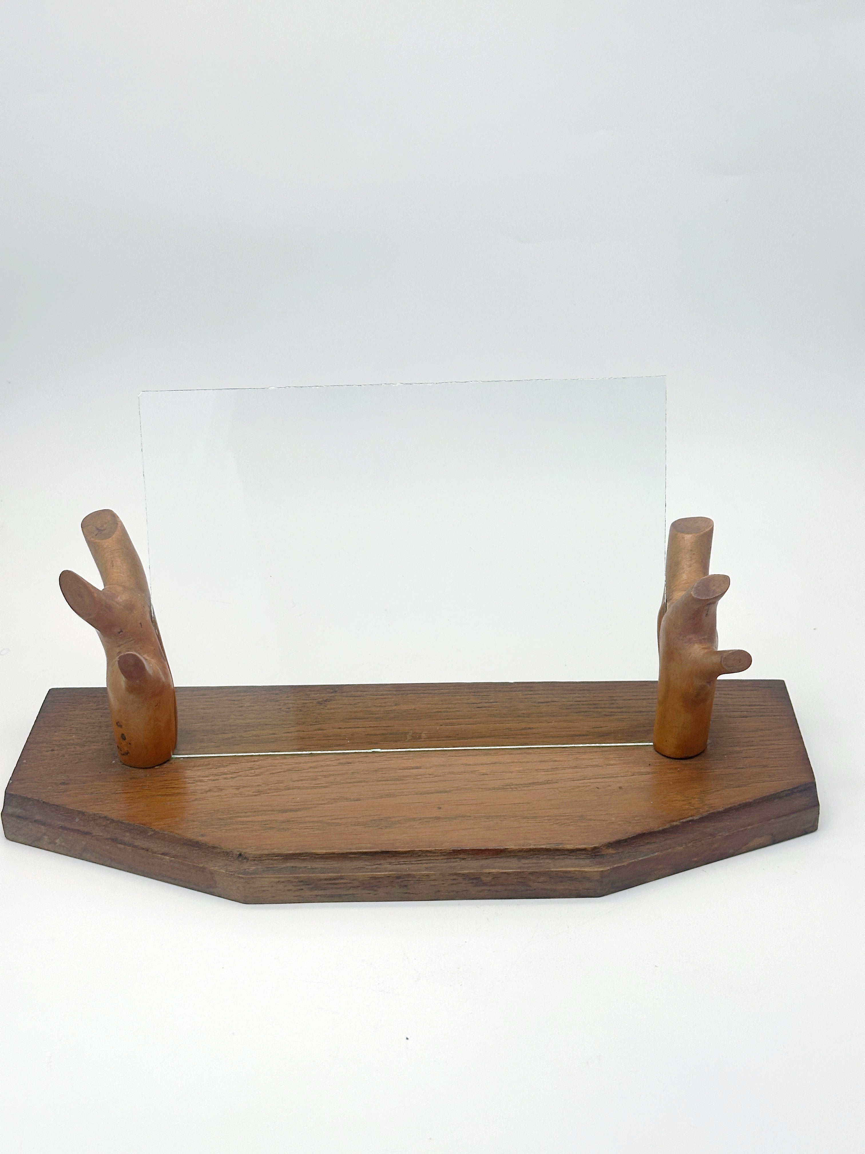 Fotorahmen mit Ständer aus Holz und Glas um 1930/40