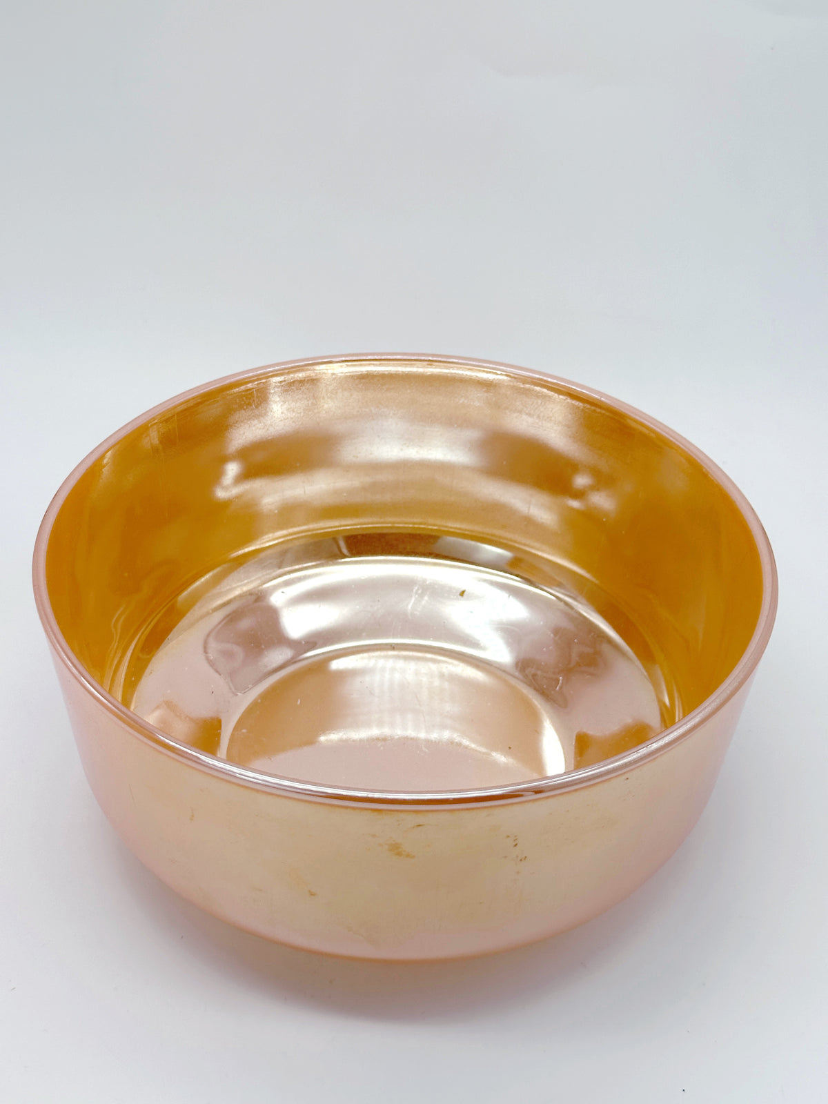 Pfirsichfarbenes Vintage Salatschüssel-Set mit changierendem Schimmer – 12-teilig