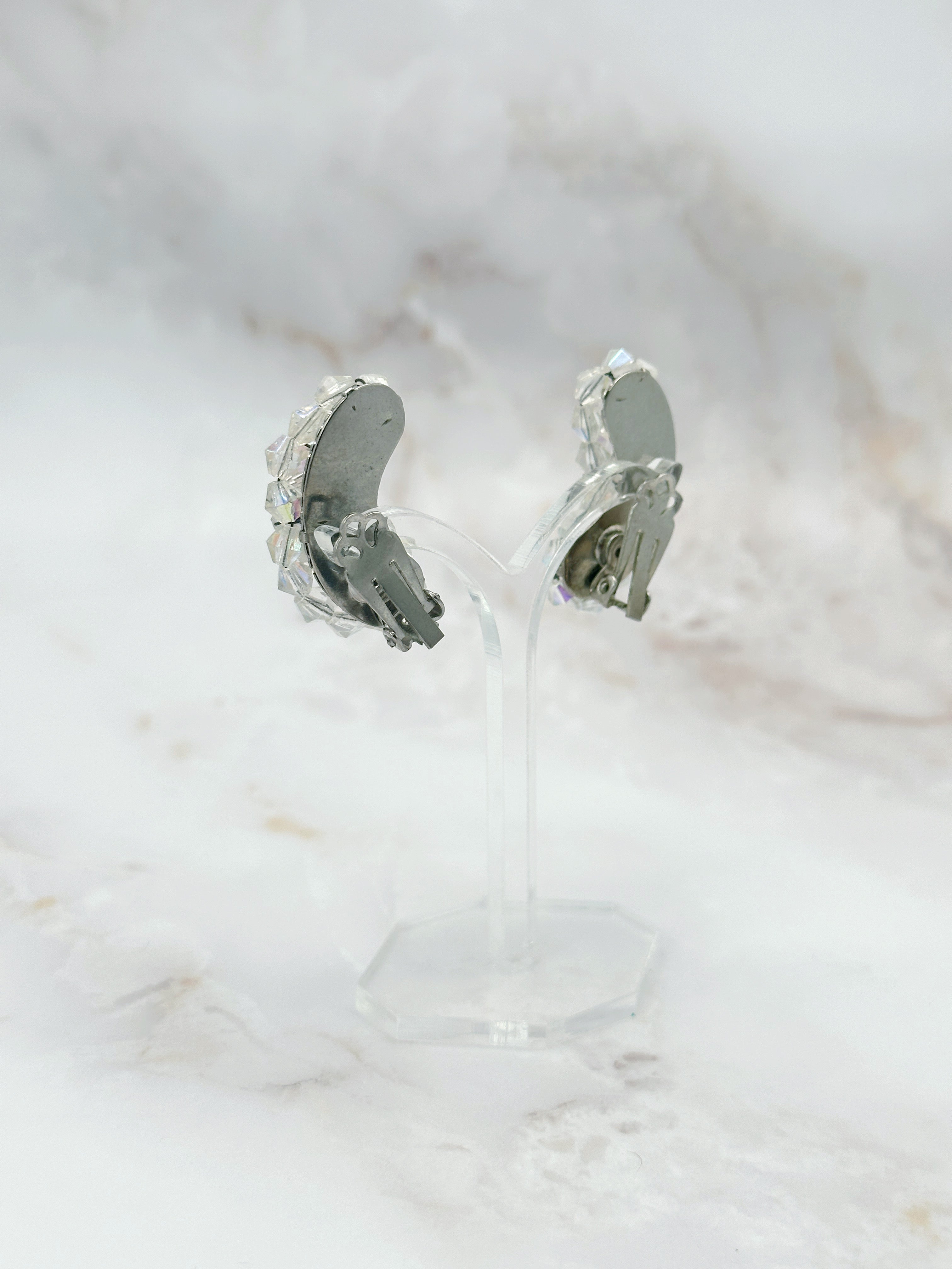 Vintage Earclimber Ohrclips mit Aurora Borealis Glaskristallen