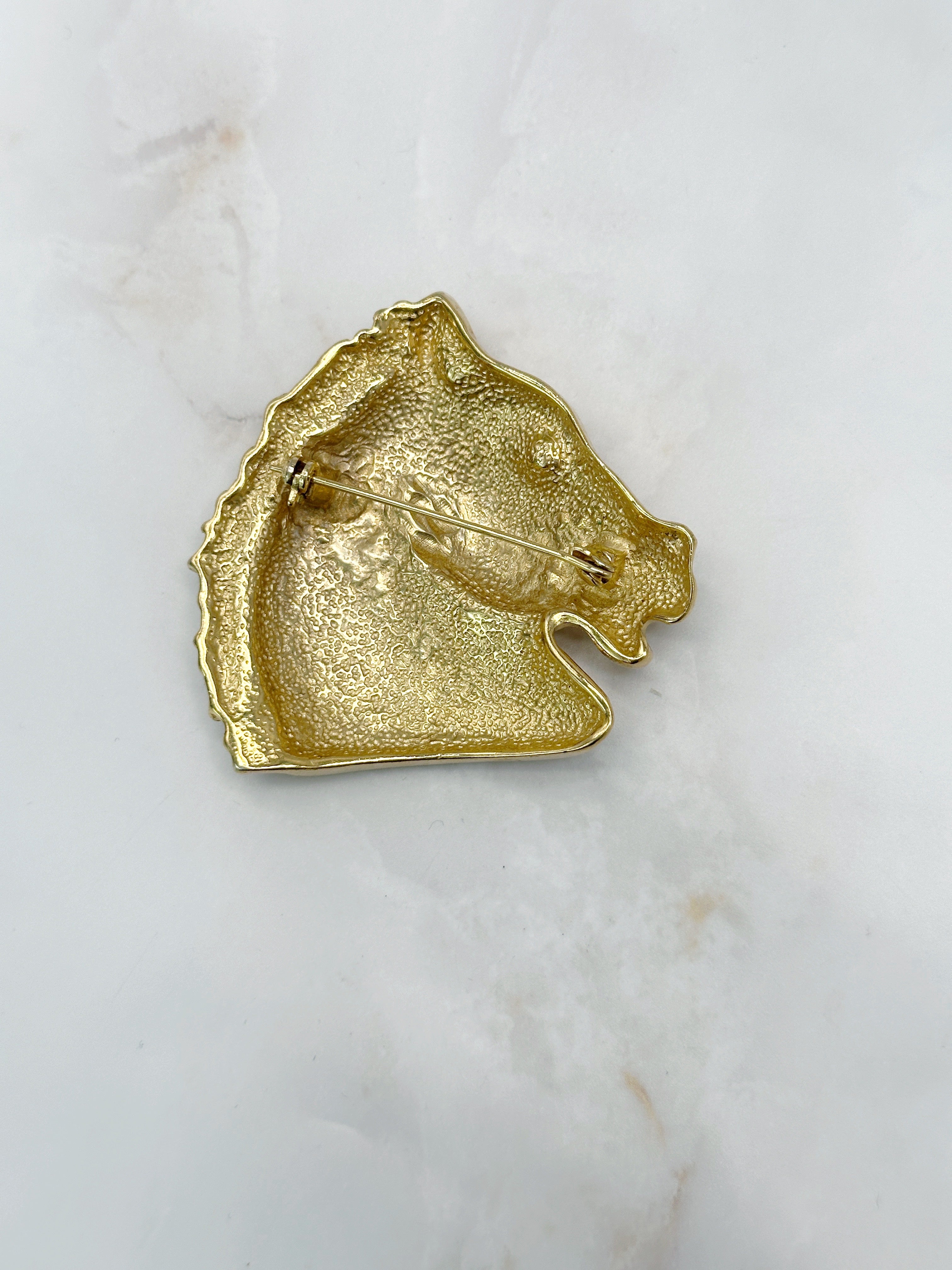 Große Vintage Pferdekopfbrosche