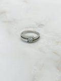 Vintage Ring 925 Sterling Silber mit funkelndem Glaskristall