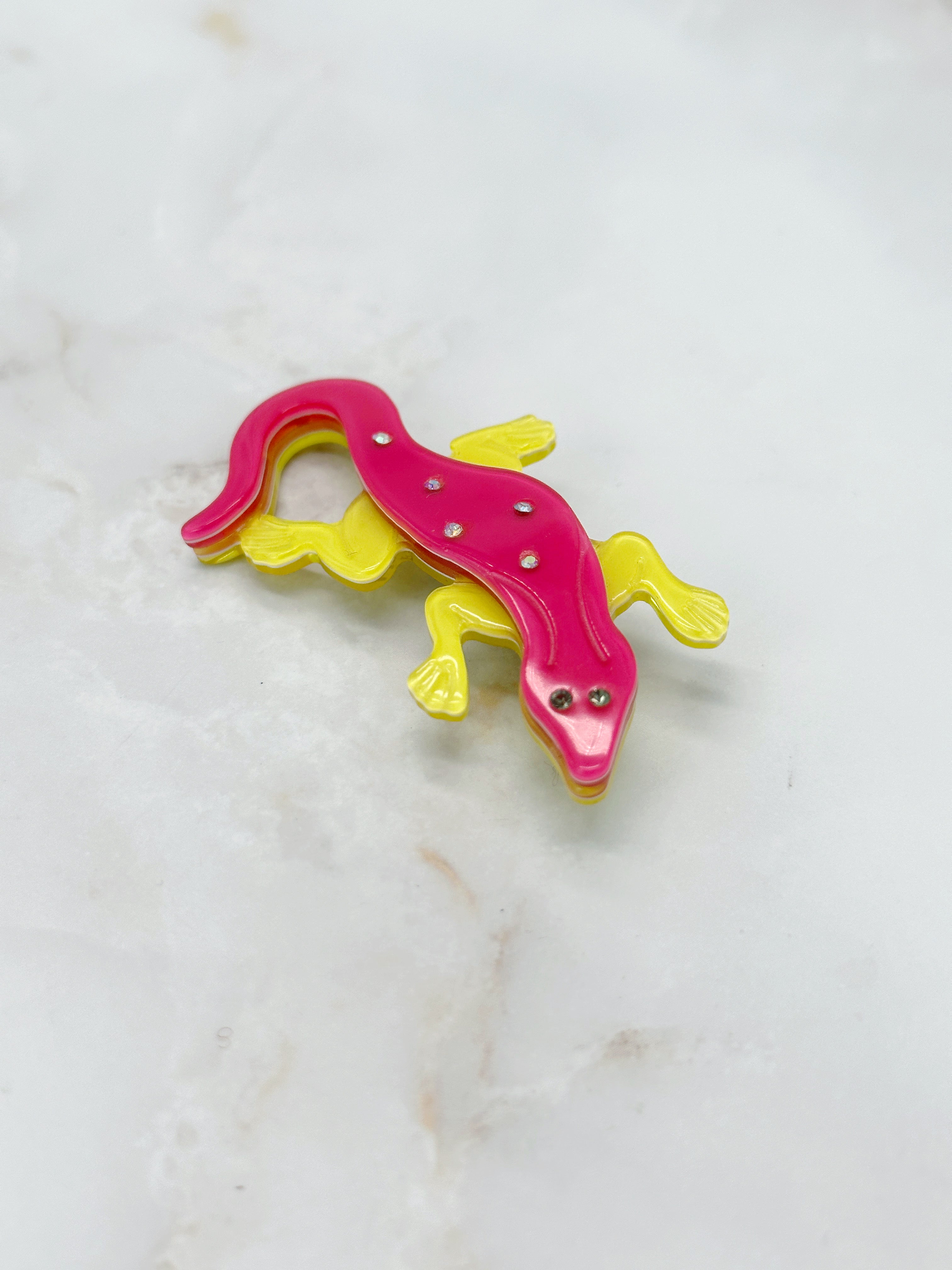 Vintage Salamander-Brosche mit Strass