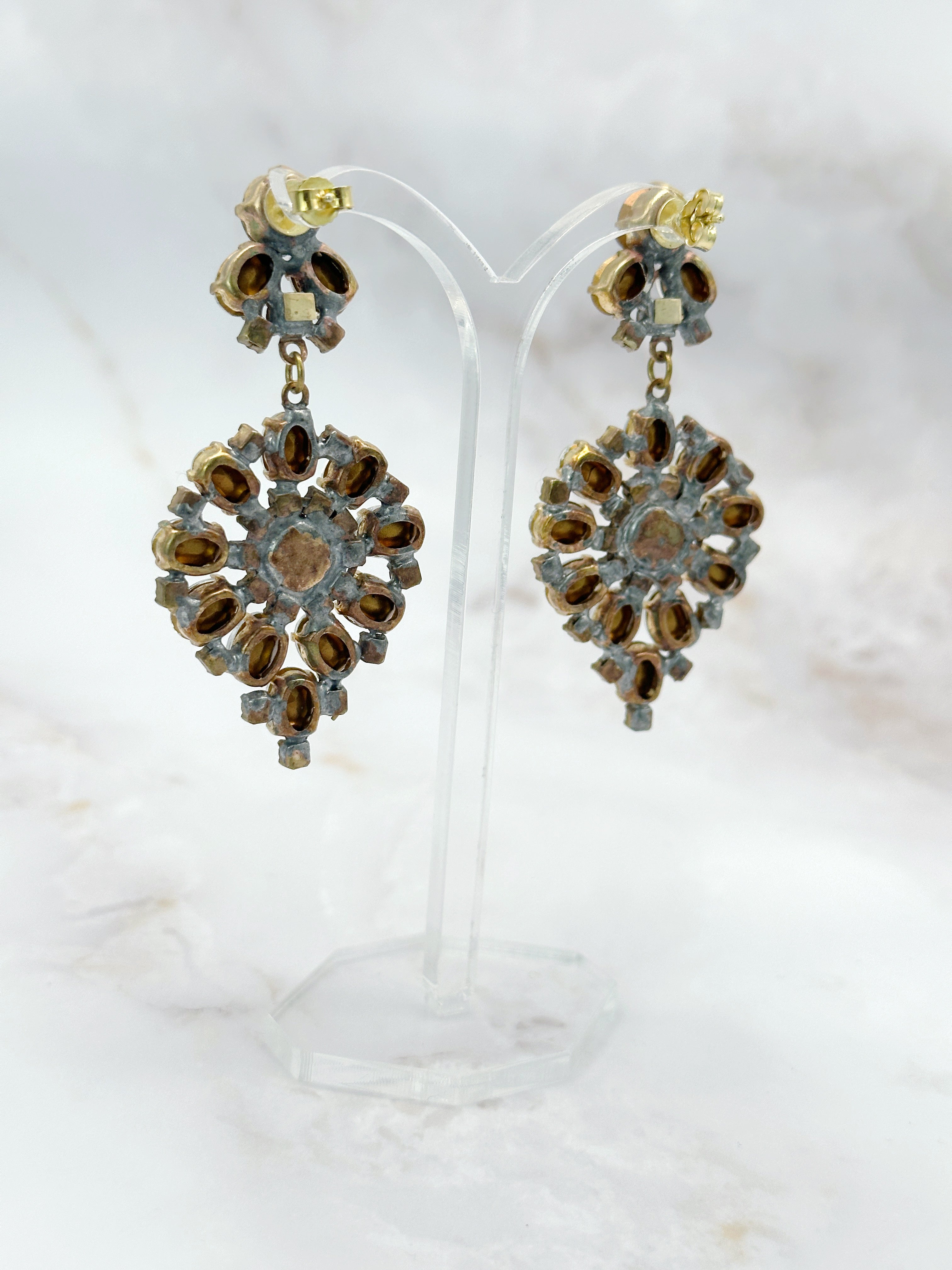 Prächtige Vintage Chandelier Ohrstecker mit böhmischen Kristallen