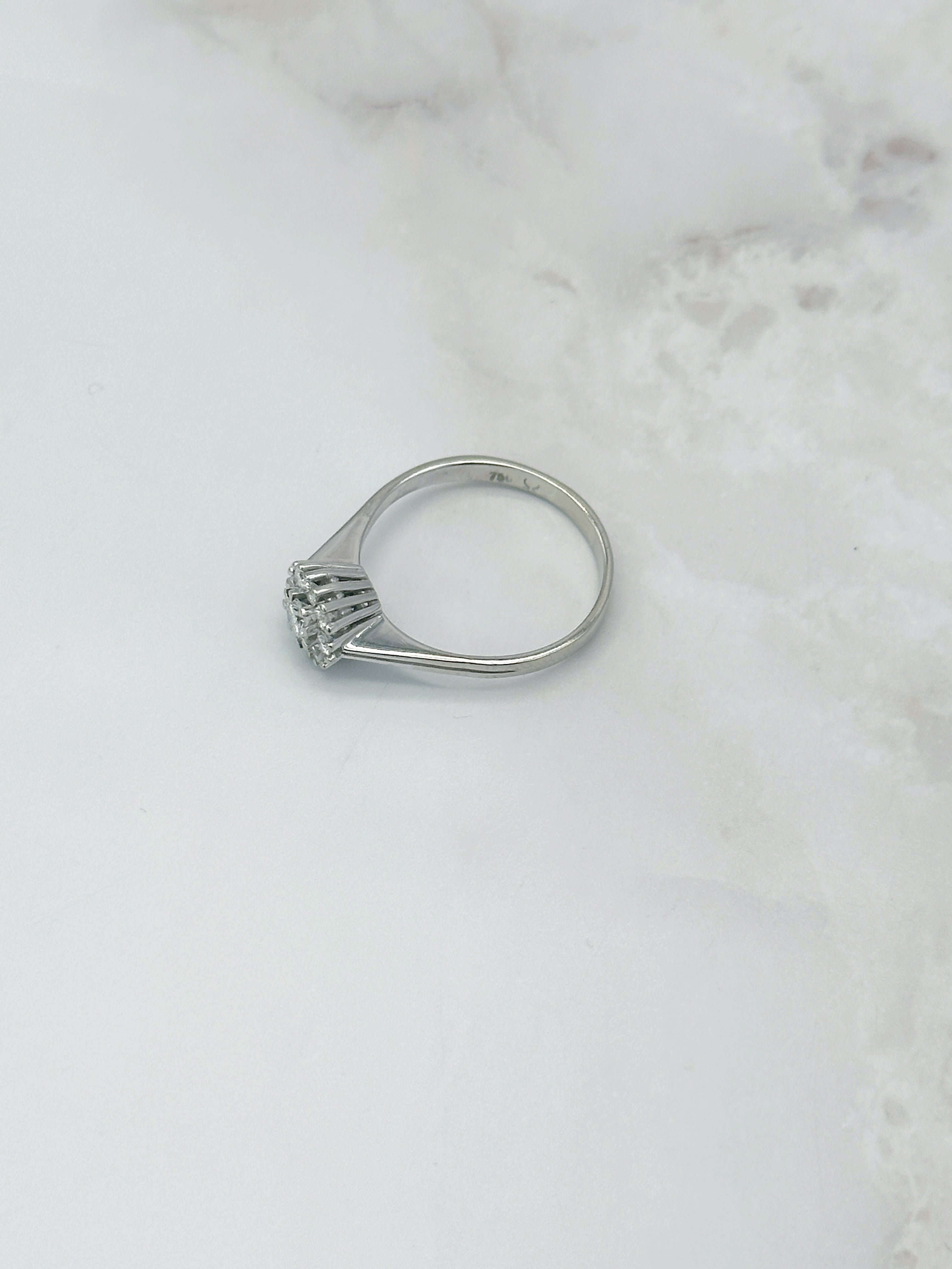 Vintage Verlobungsring in 750 Weißgold mit Brillanten