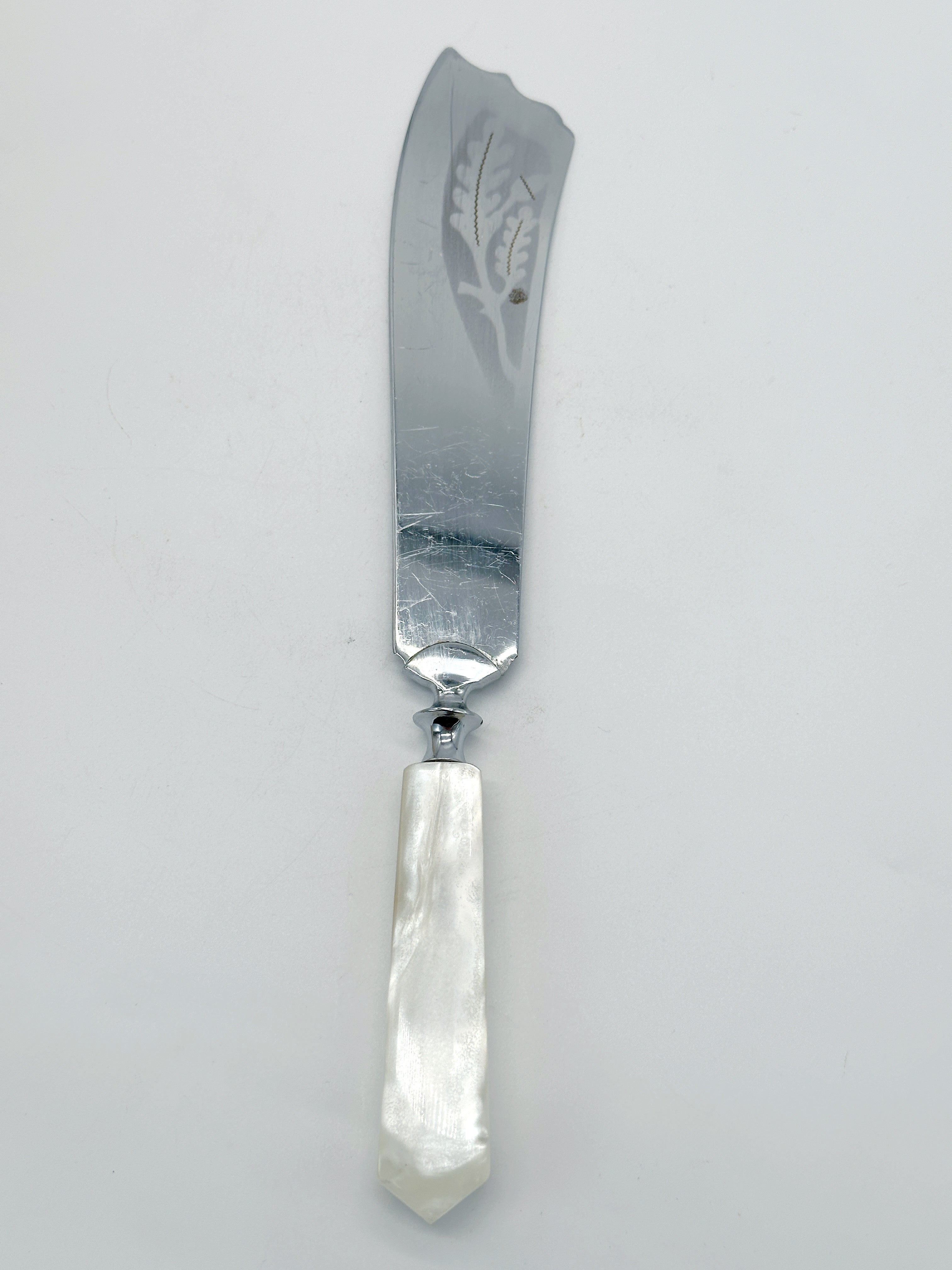 Vintage Kuchenmesser von Roteck Solingen mit Perlmutt-Griff