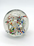 Glass paperweight with millefiori pattern &amp; air inclusions