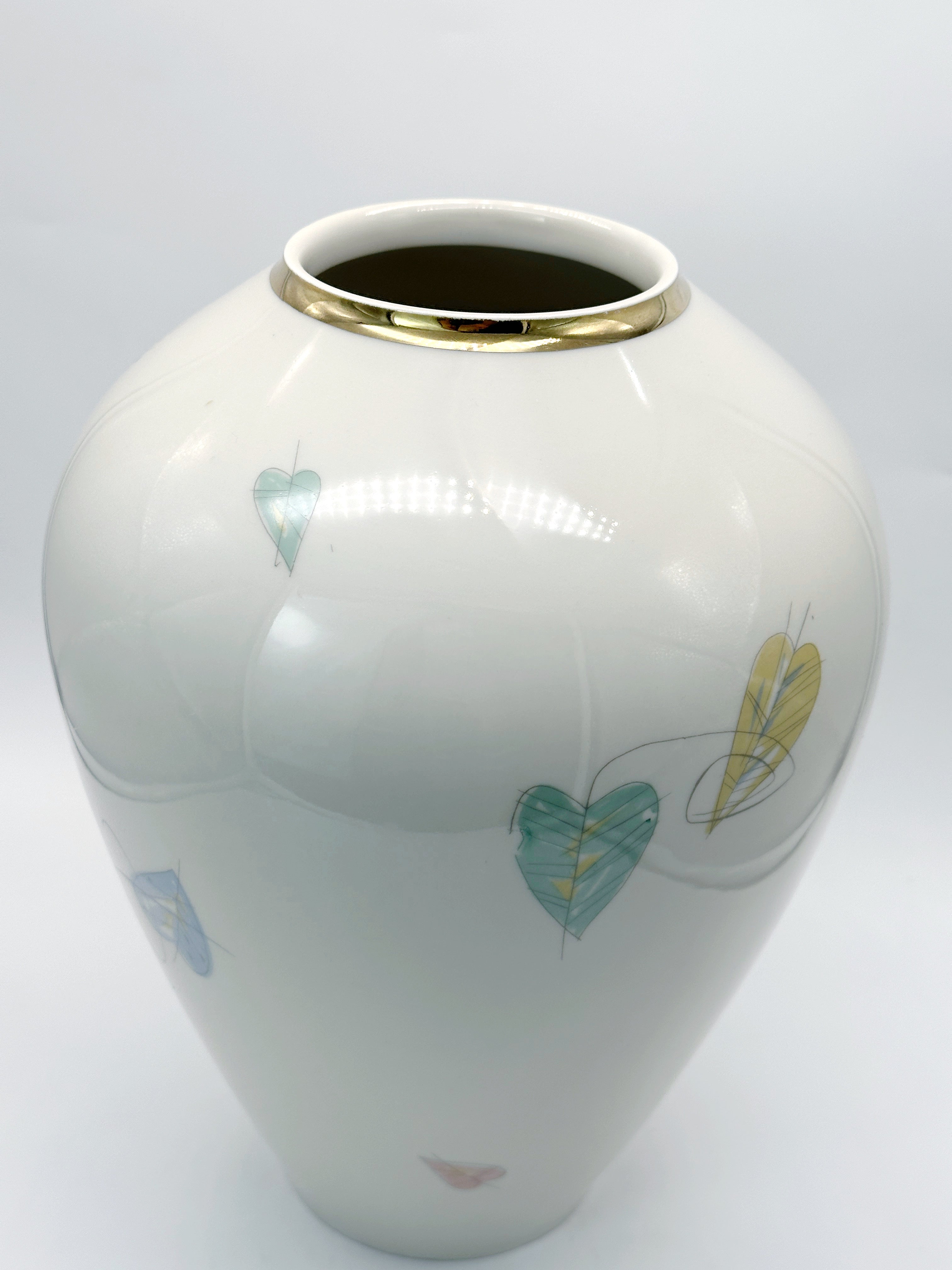 Vintage Vase von Mitterteich mit Blattmotiv, 50er Jahre