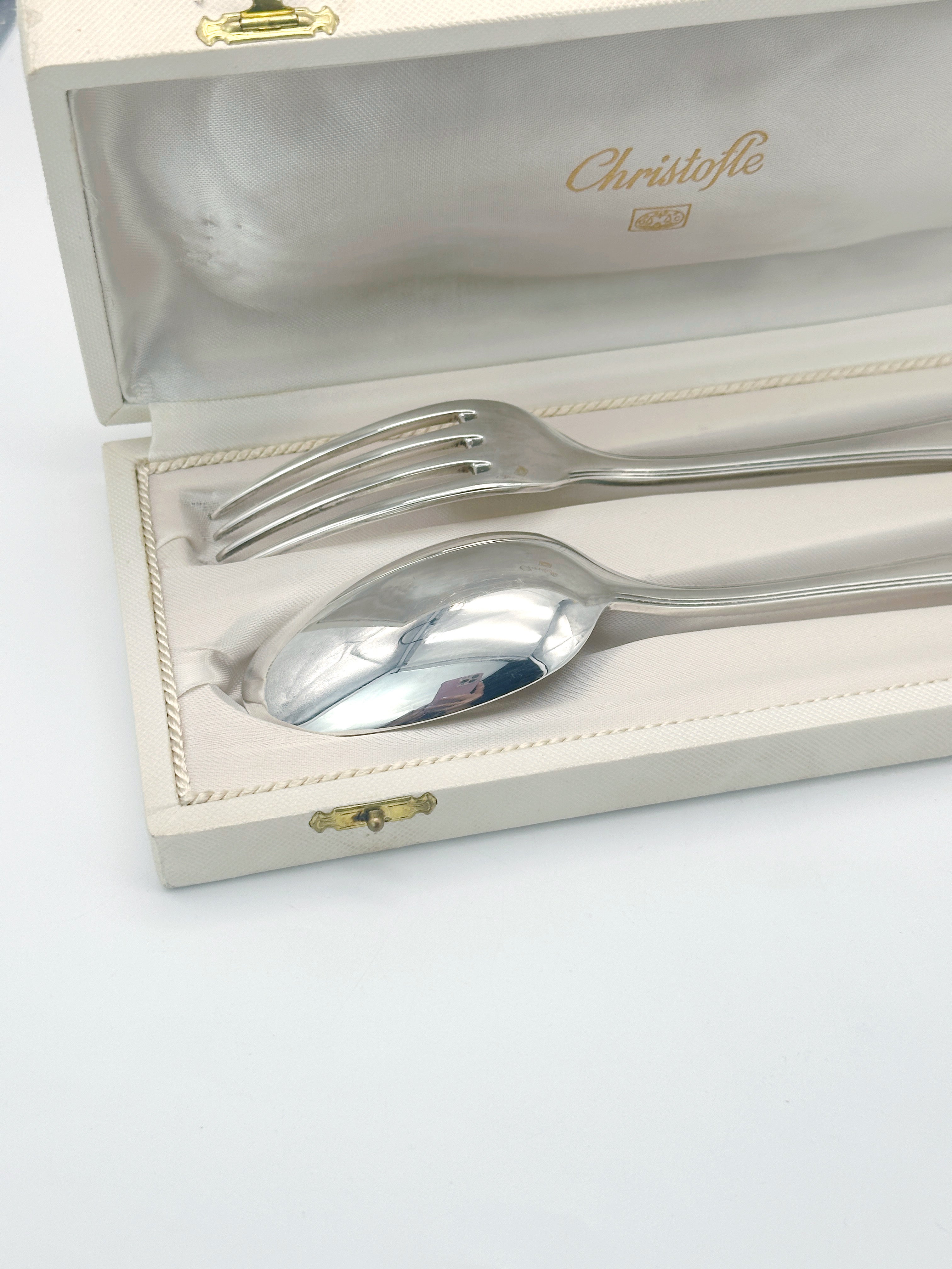 Vintage Taufbesteck von Christofle Paris in originaler Schatulle