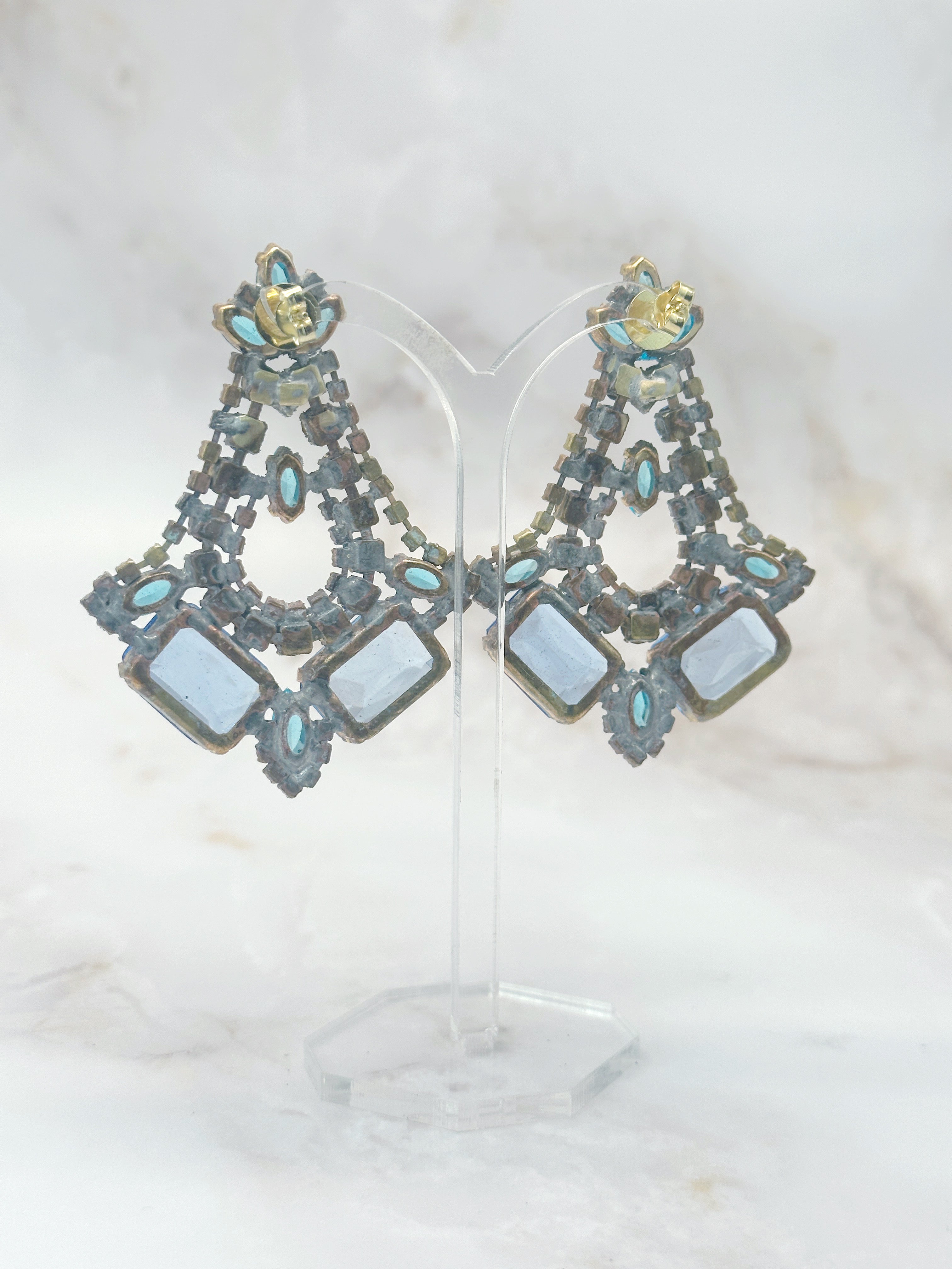 Opulente Gablonzer Ohrhänger in Blautönen