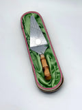 Mid-Century-Tortenheber aus Chrom mit Bambusgriff in Box um 1950