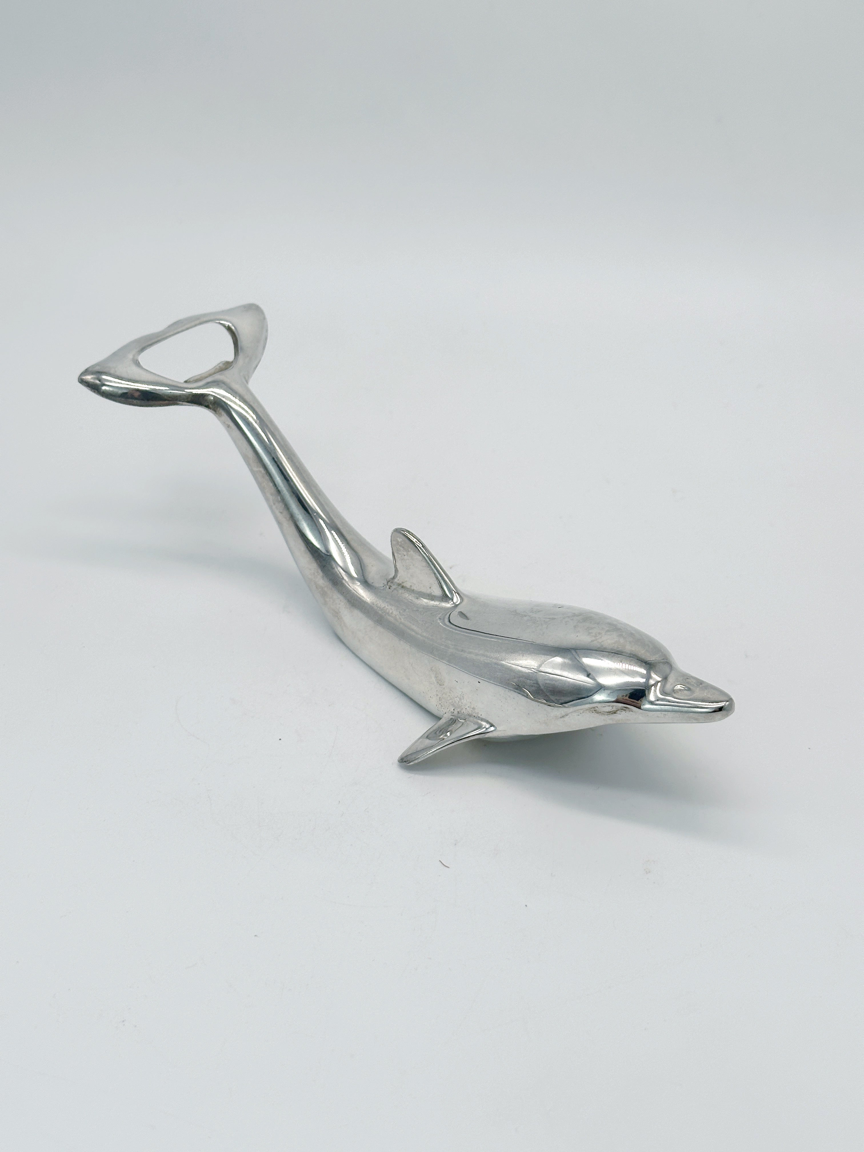 Vintage Flaschenöffner & Stopfen Delfin versilbert