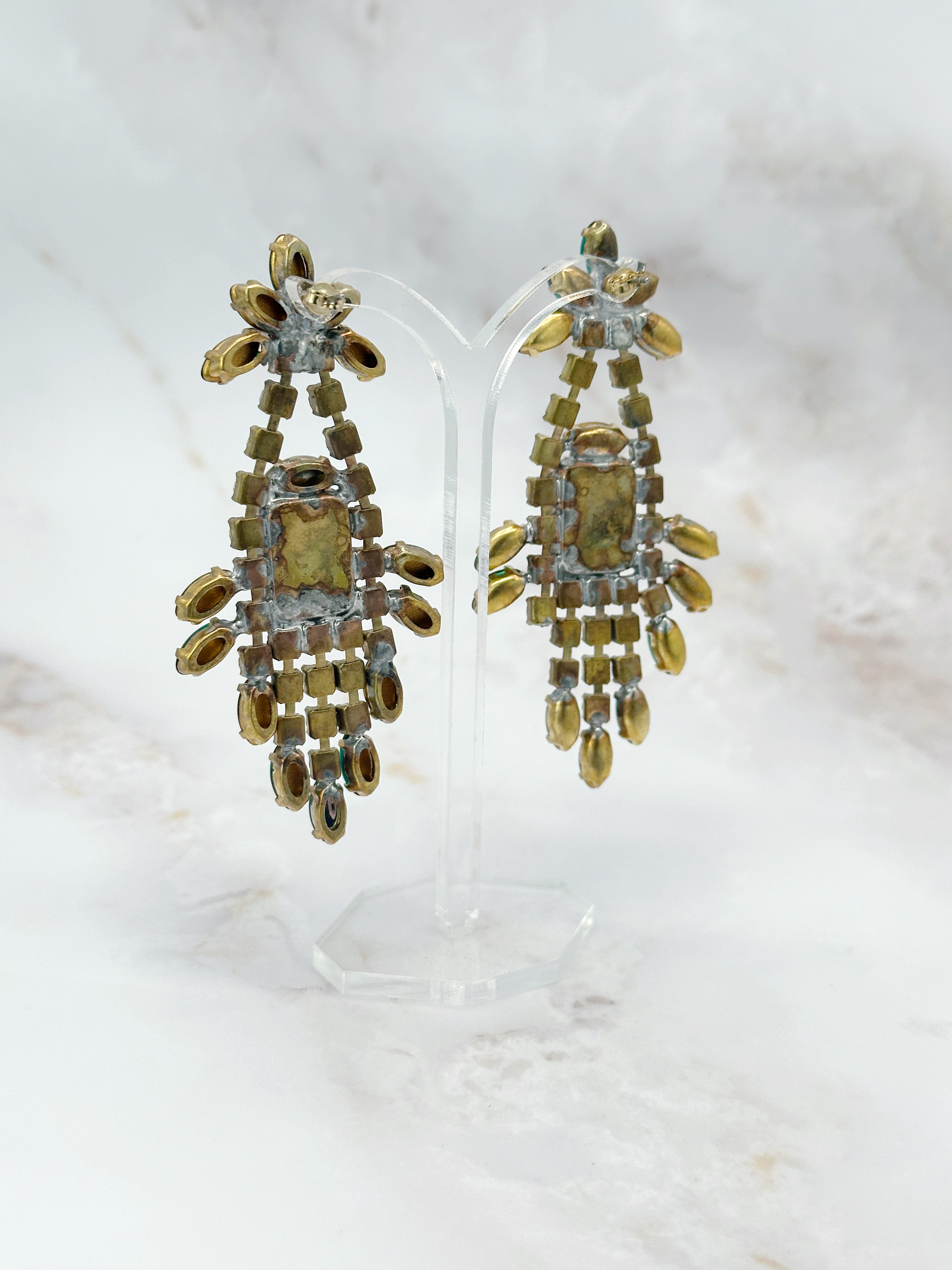 Elegante Vintage Chandelier Ohrringe mit böhmischen Glaskristallen
