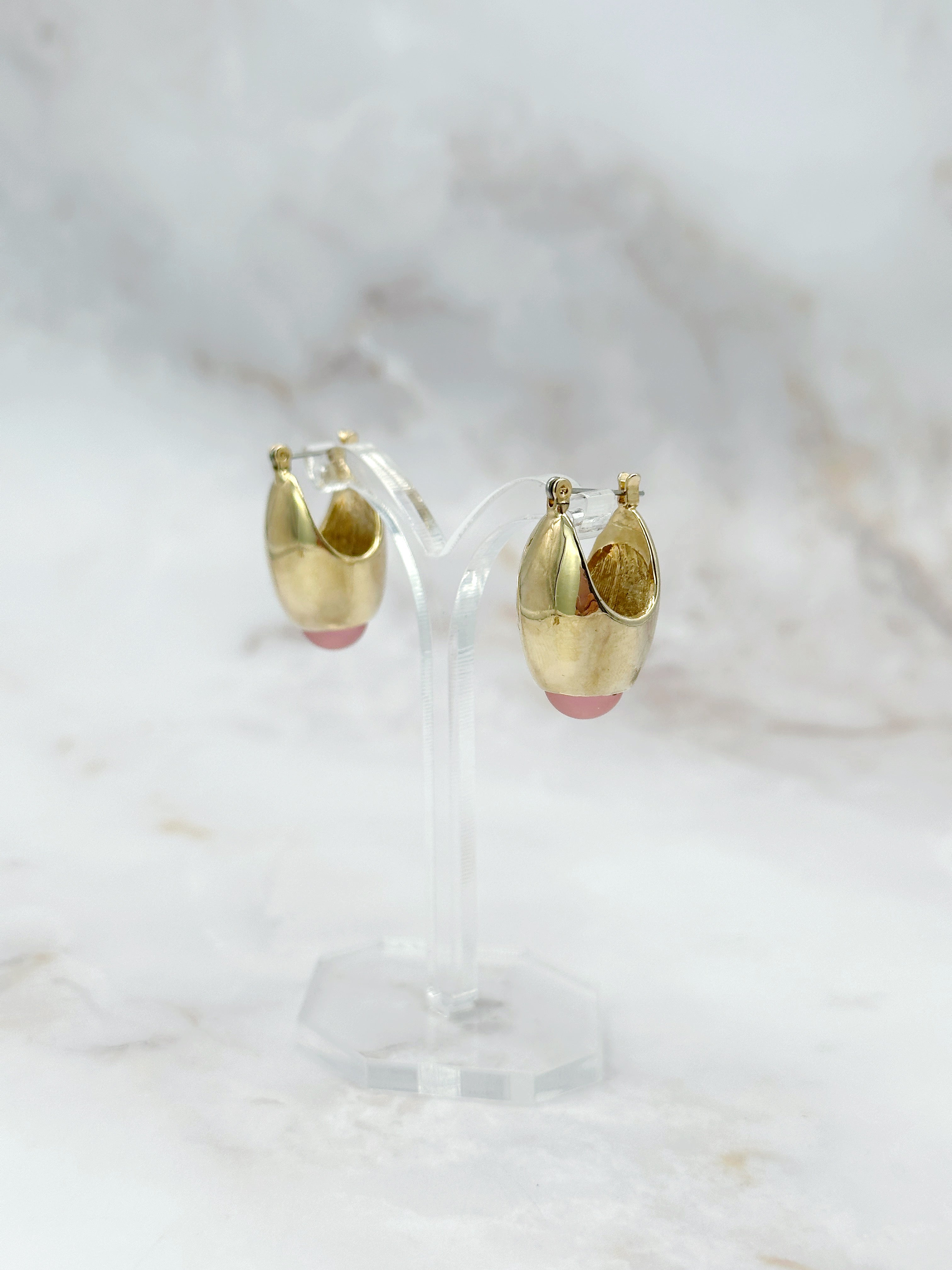 Vintage Creolen mit rosa Abschluss